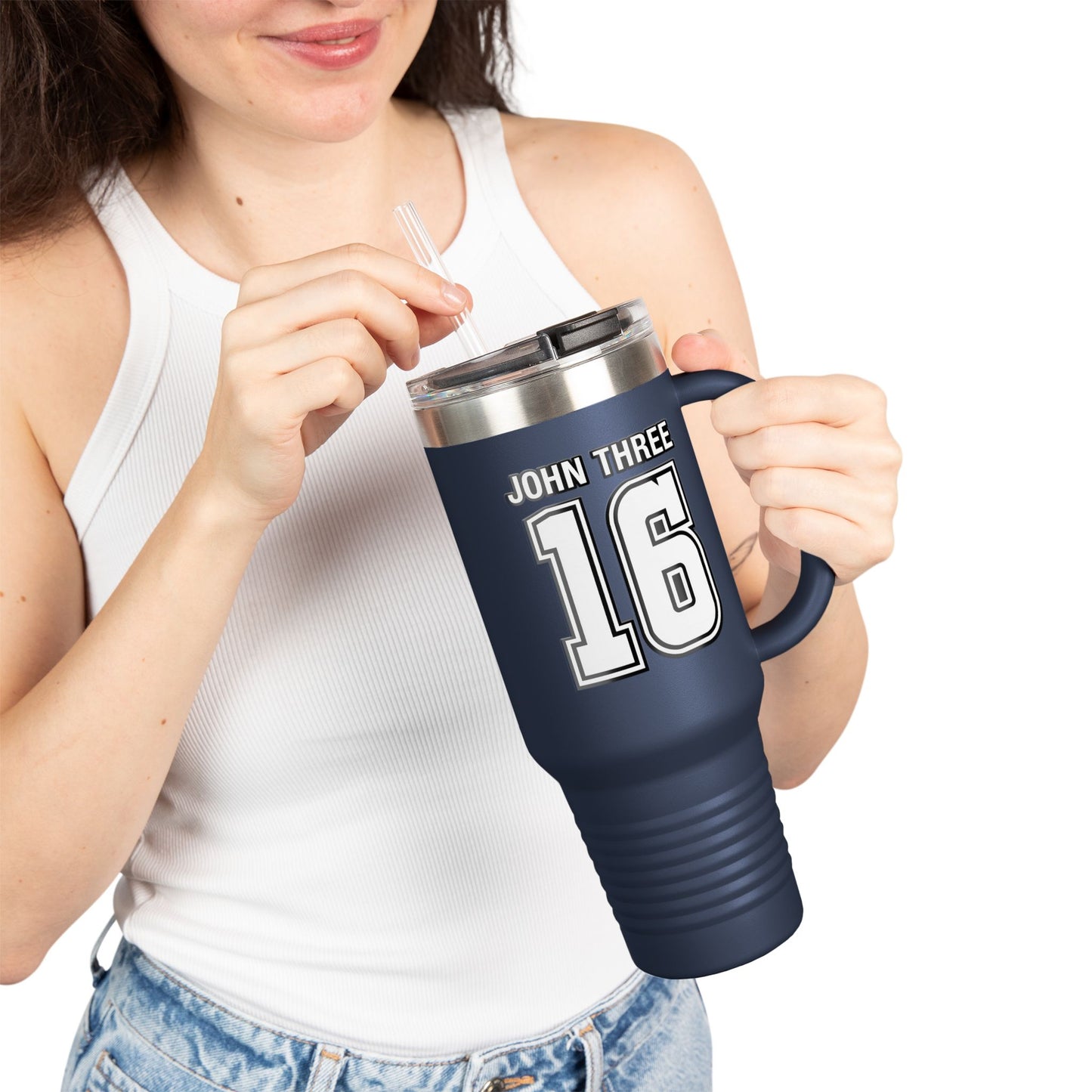 John Three 16 40oz Insulated Travel Mug — Stainless Steel Tumbler, Leak‑Resistant Cold & Hot Cup for Travel