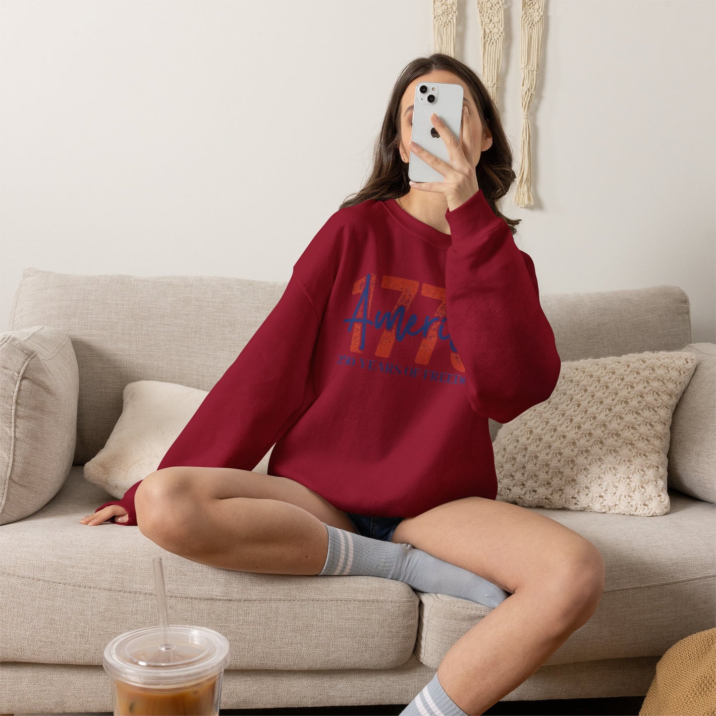 #250 1776 America: 250 Years of Freedom' Patriotic Independence Day Crewneck Sweatshirt