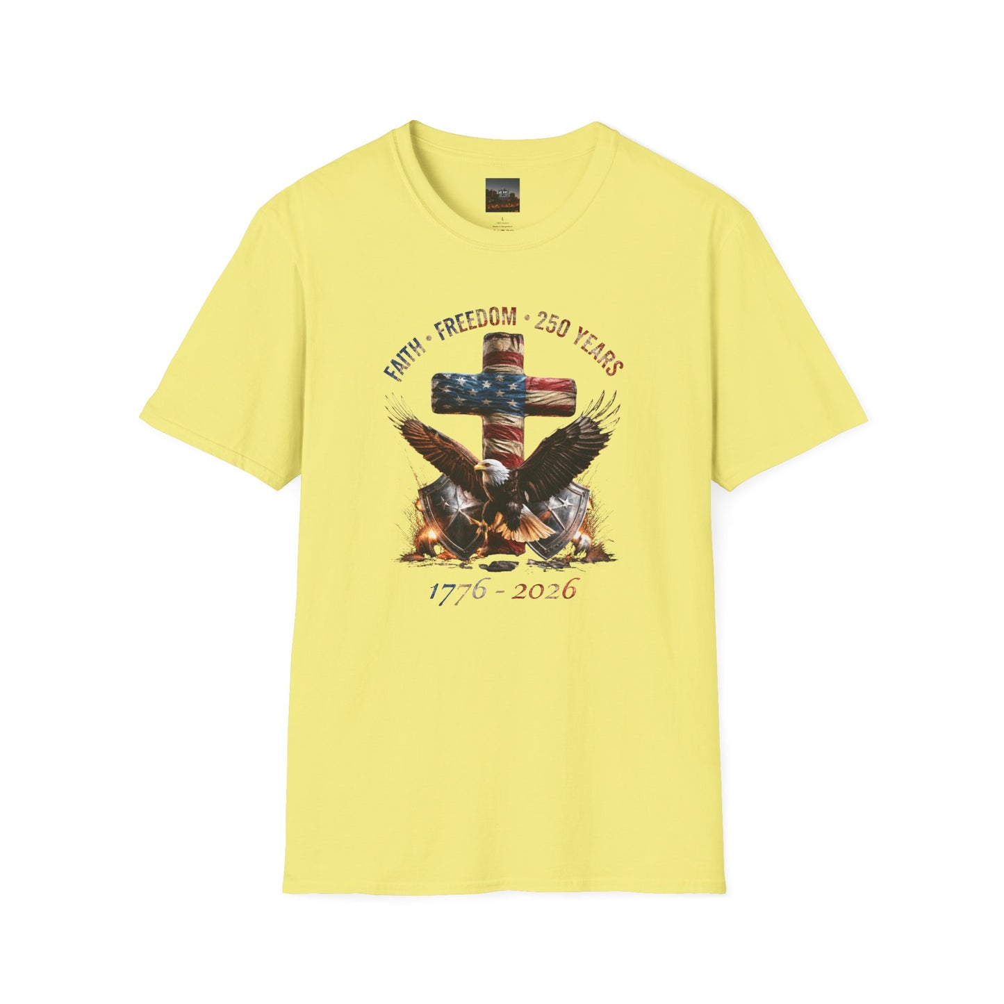 #250 Faith • Freedom 250 Years American Flag Cross & Eagle 1776-2026 T-Shirt