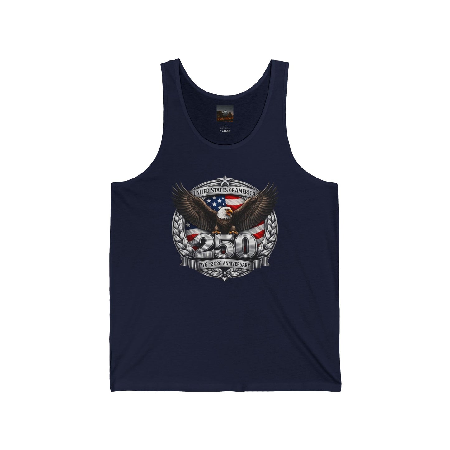 #250 Patriotic Bald Eagle 250 United States Emblem Jersey Tank Top