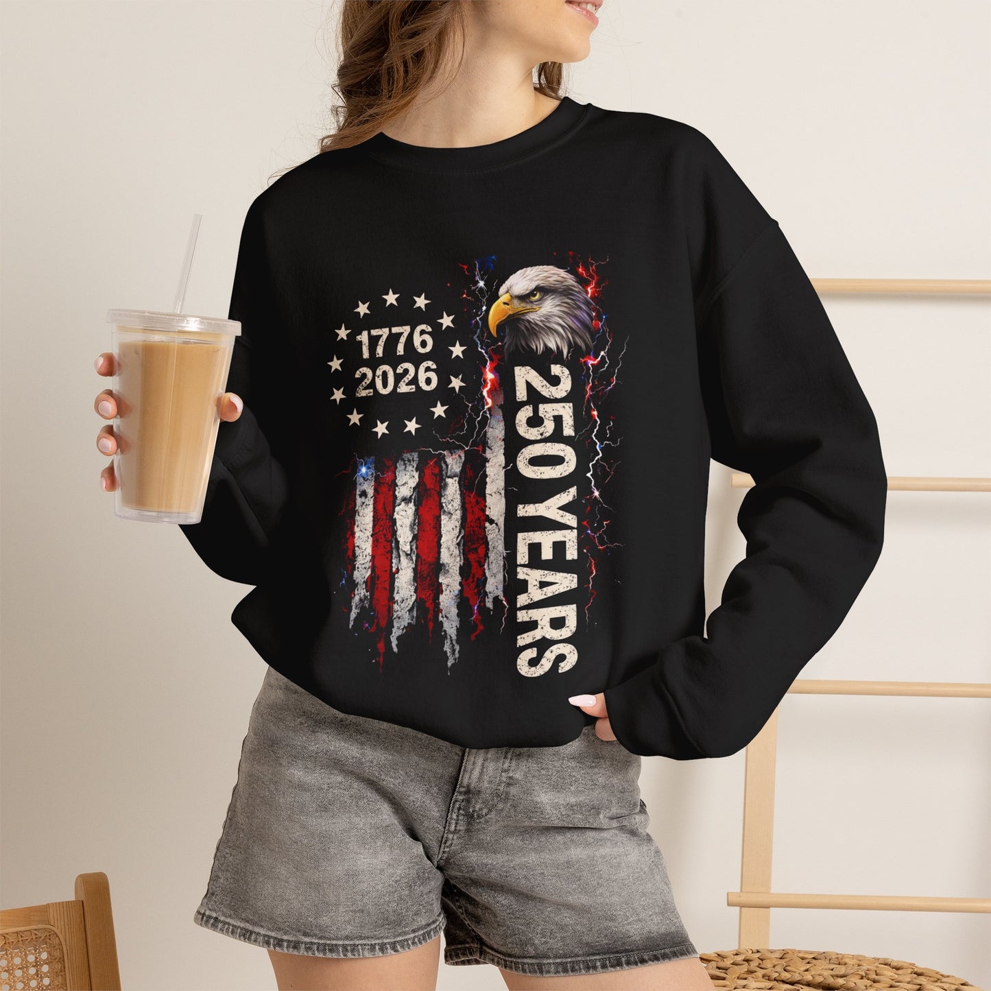#250 1776-2026 250 Years USA Bicentennial Eagle Crewneck Sweatshirt