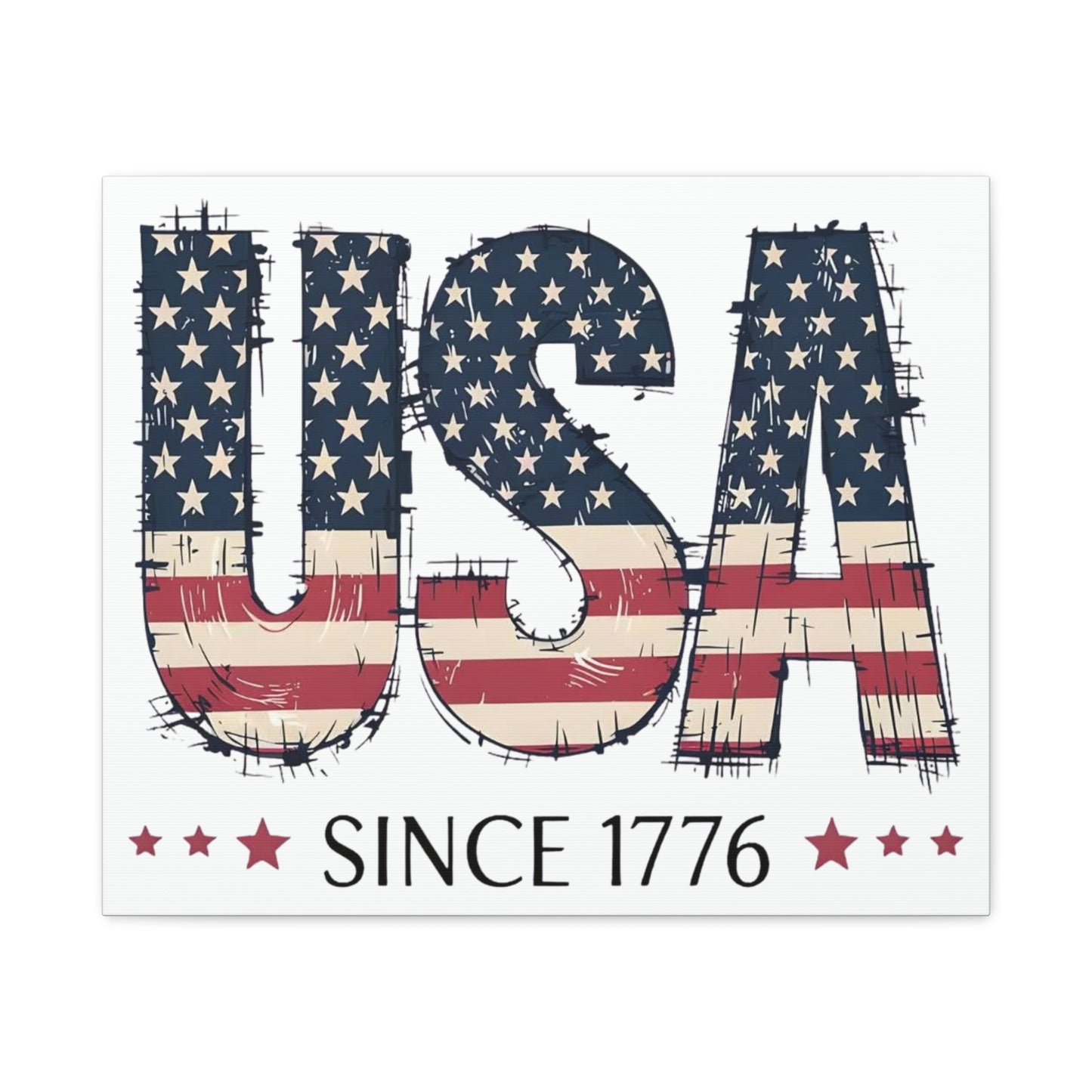#250 USA Flag "USA Since 1776" Patriotic Matte Canvas Wall Art