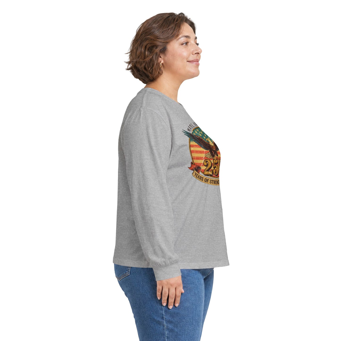 #250 Made in America Eagle 250th Anniversary Patriotic Long Sleeve Tee