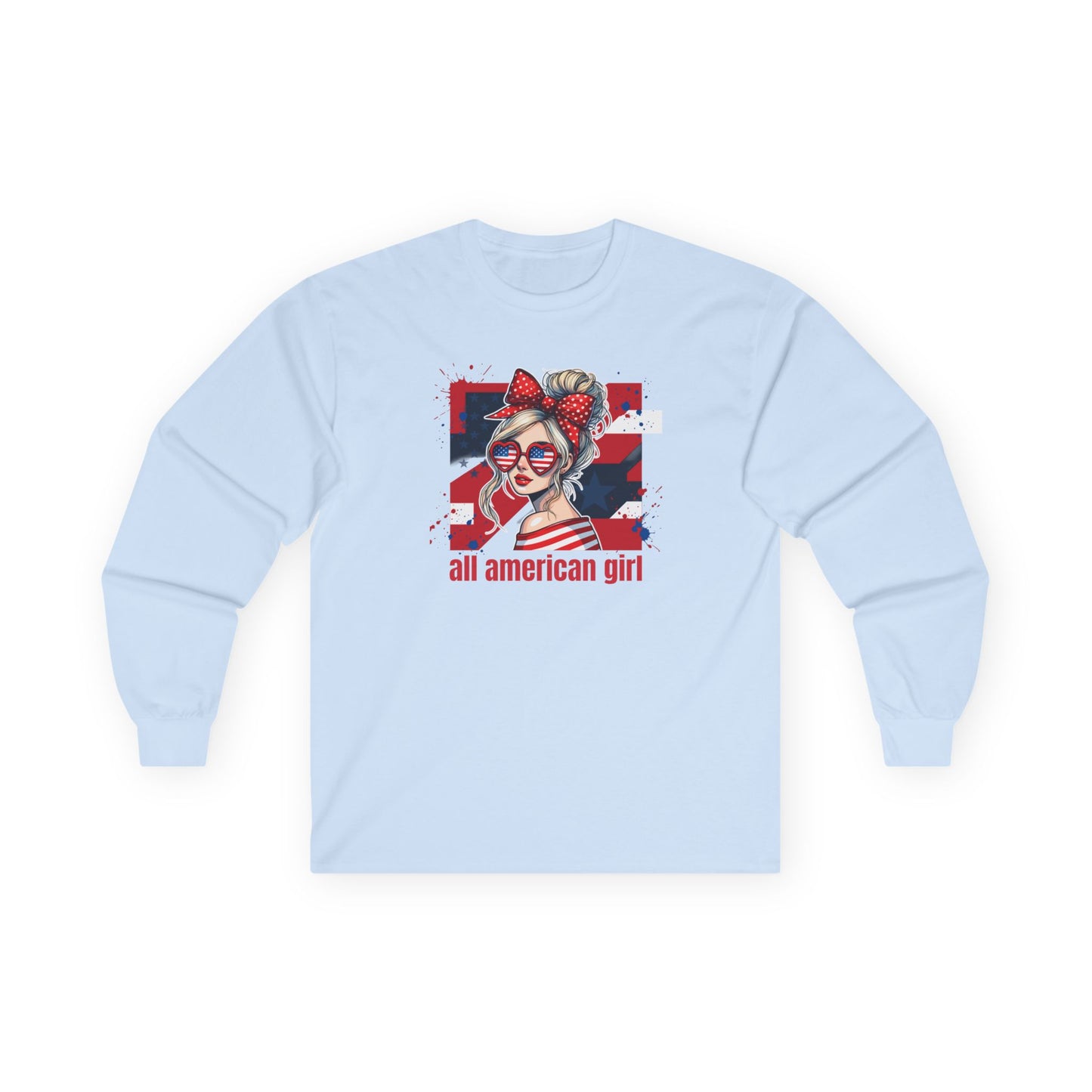 #250 All American Girl Patriotic Long Sleeve Tee