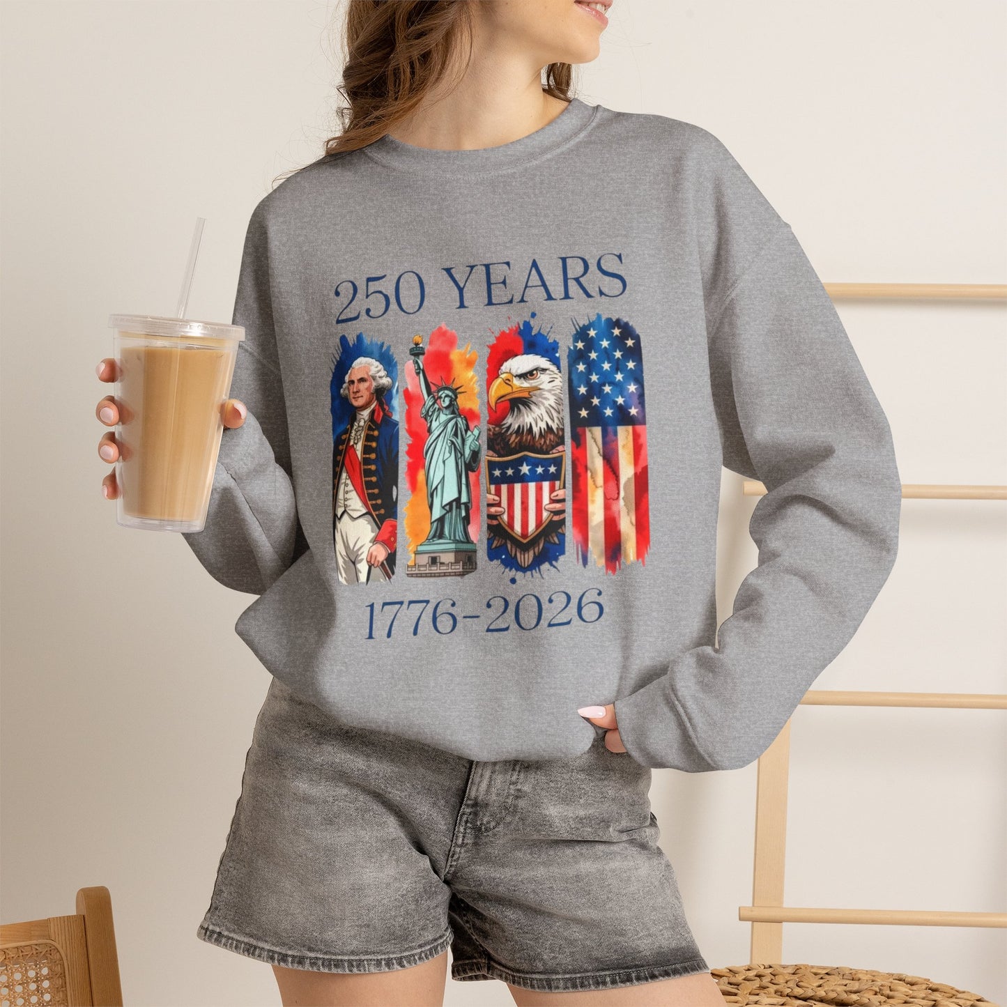 #250 250 Years American History Celebration 1776–2026 Patriotic Crewneck Sweatshirt