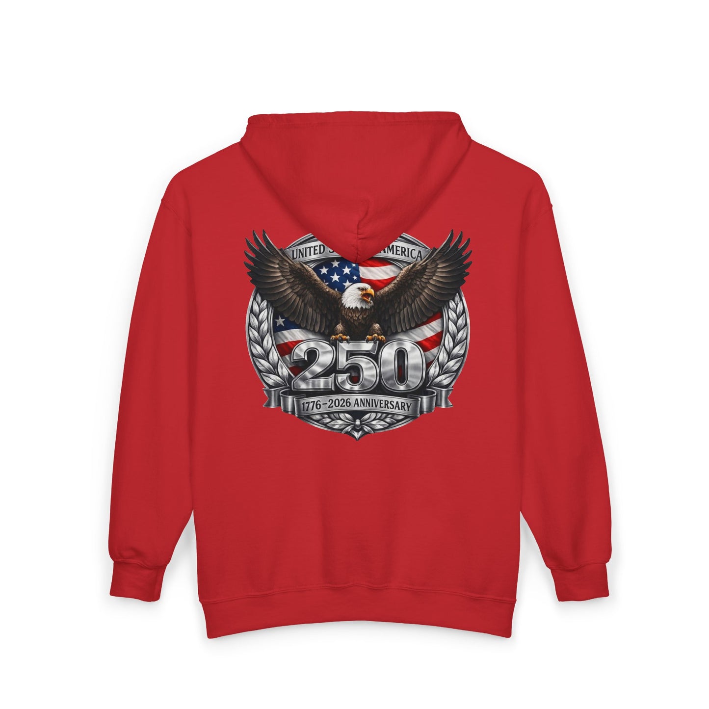 #250 Patriotic Bald Eagle 250 United States Emblem Zip Hoodie