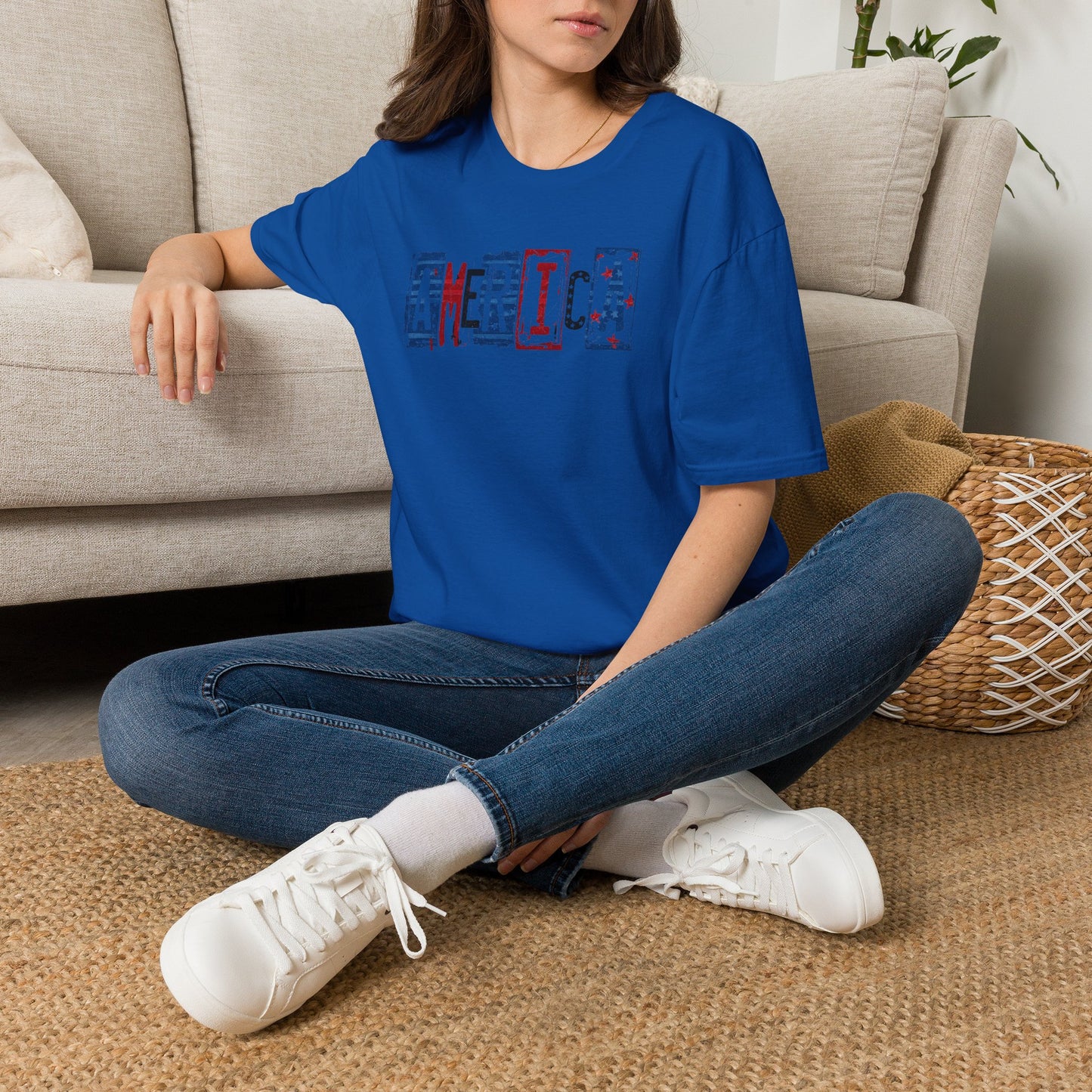 #250 America Retro Block Text Patriotic T-Shirt