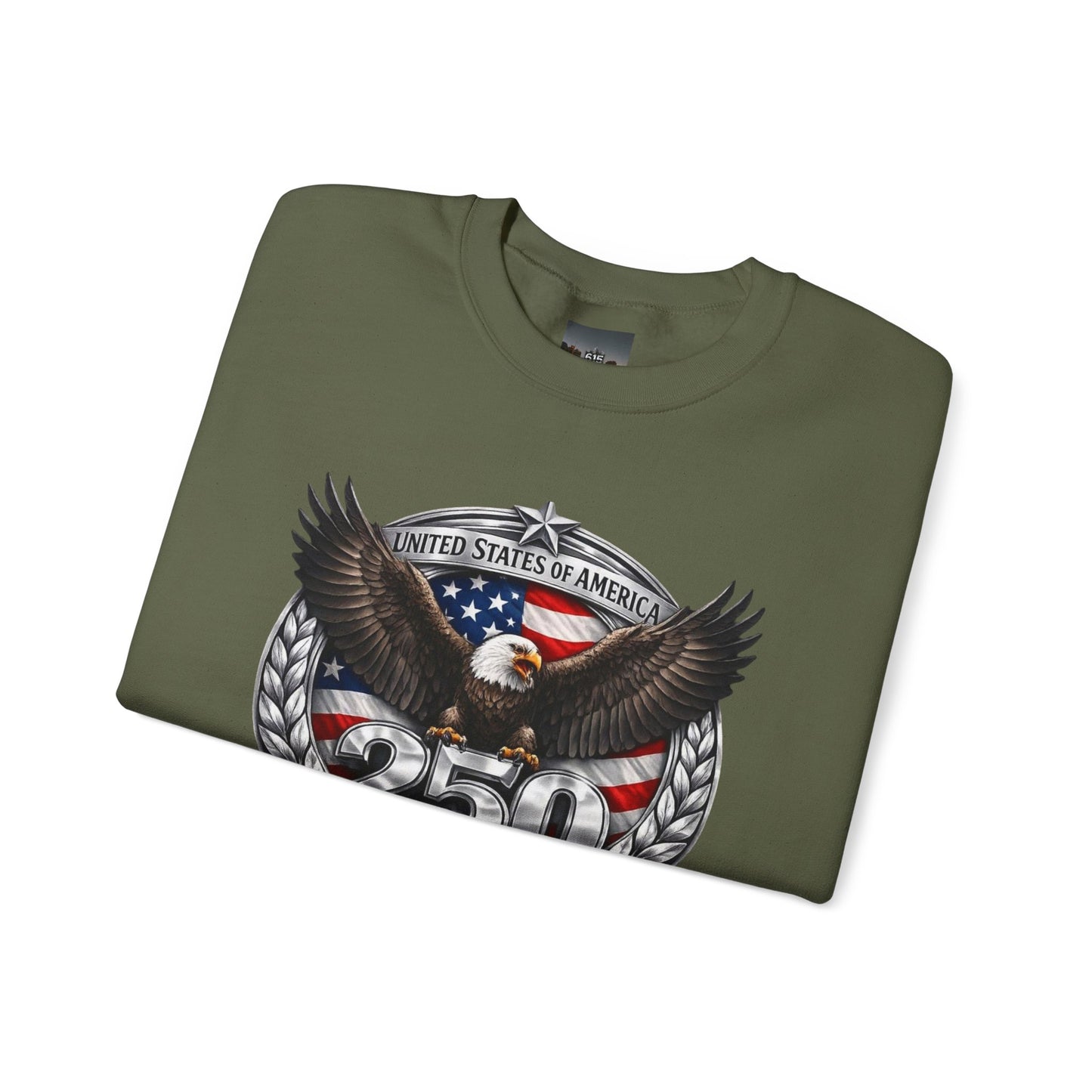#250 Patriotic Bald Eagle 250 United States Emblem Crewneck Sweatshirt
