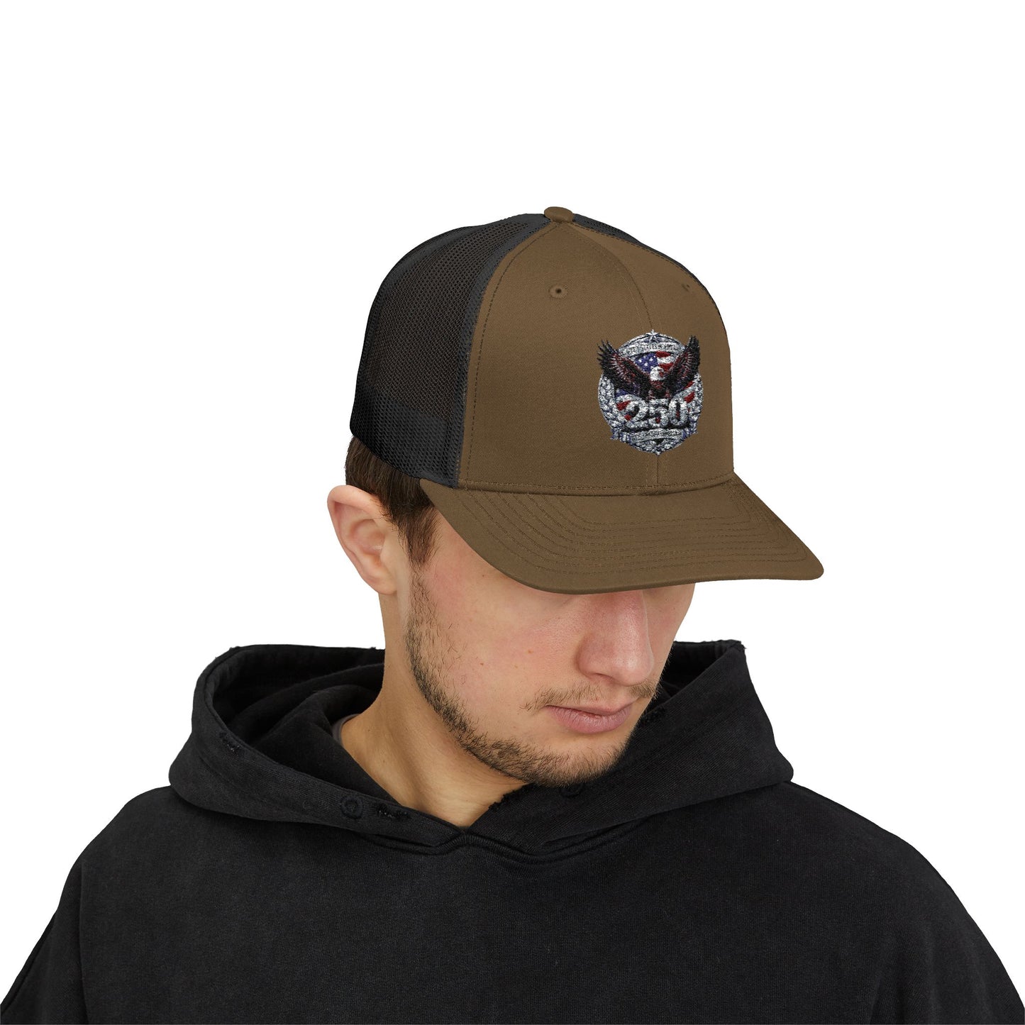 #250 Patriotic Bald Eagle 250 United States Emblem Snapback Trucker Cap