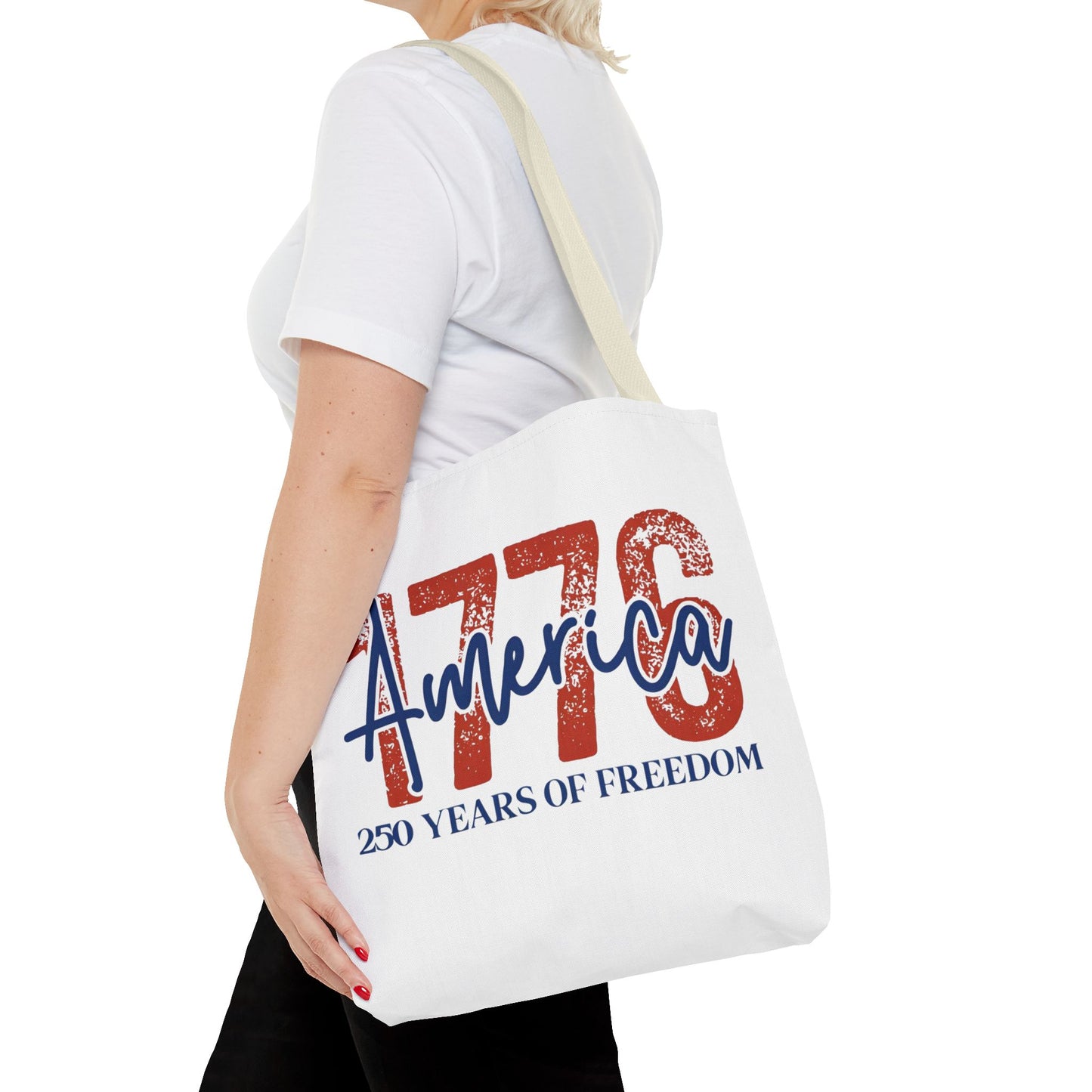 #250 1776 America: 250 Years of Freedom' Patriotic Independence Day Tote Bag