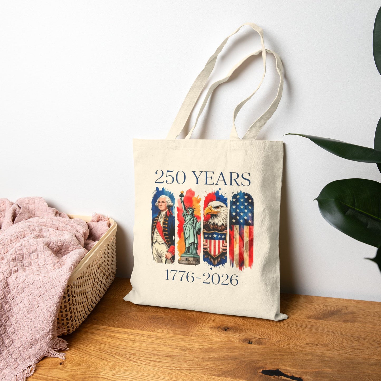 #250 250 Years American History Celebration 1776–2026 Patriotic Canvas Tote