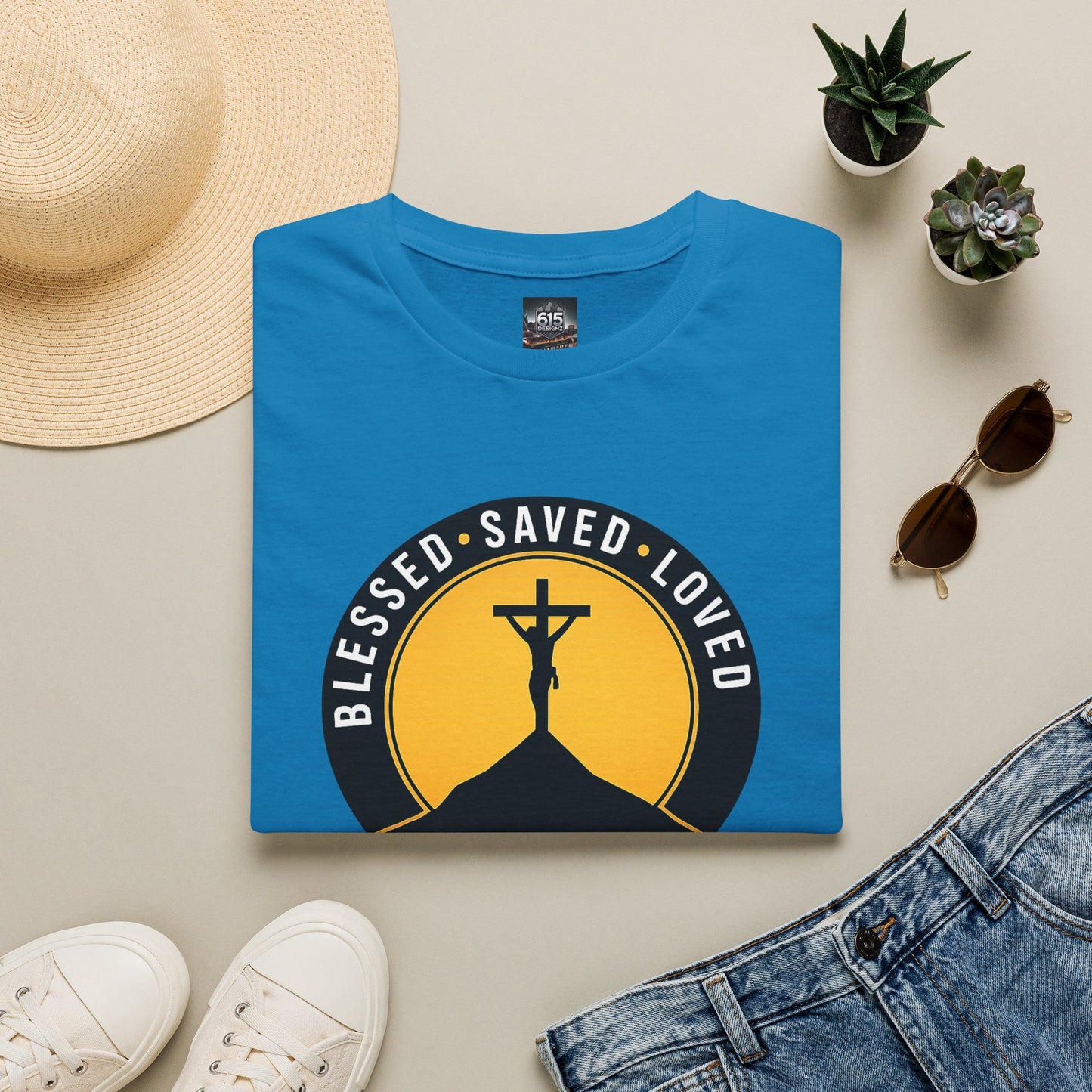 Blessed • Saved • Loved by Jesus T-Shirt — Christian Faith Tee