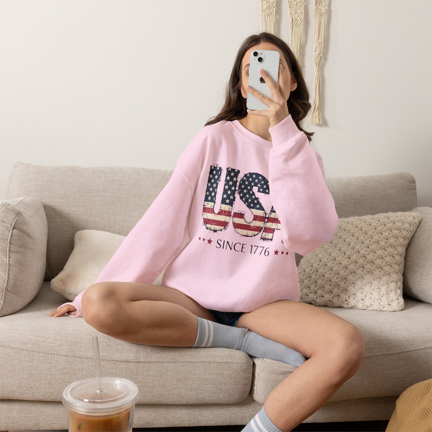 #250 USA Flag "USA Since 1776" Patriotic Crewneck Sweatshirt