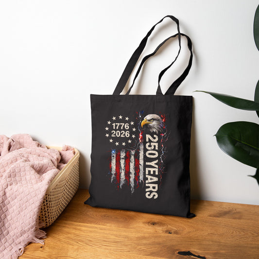 #250 1776-2026 250 Years USA Bicentennial Eagle Canvas Tote