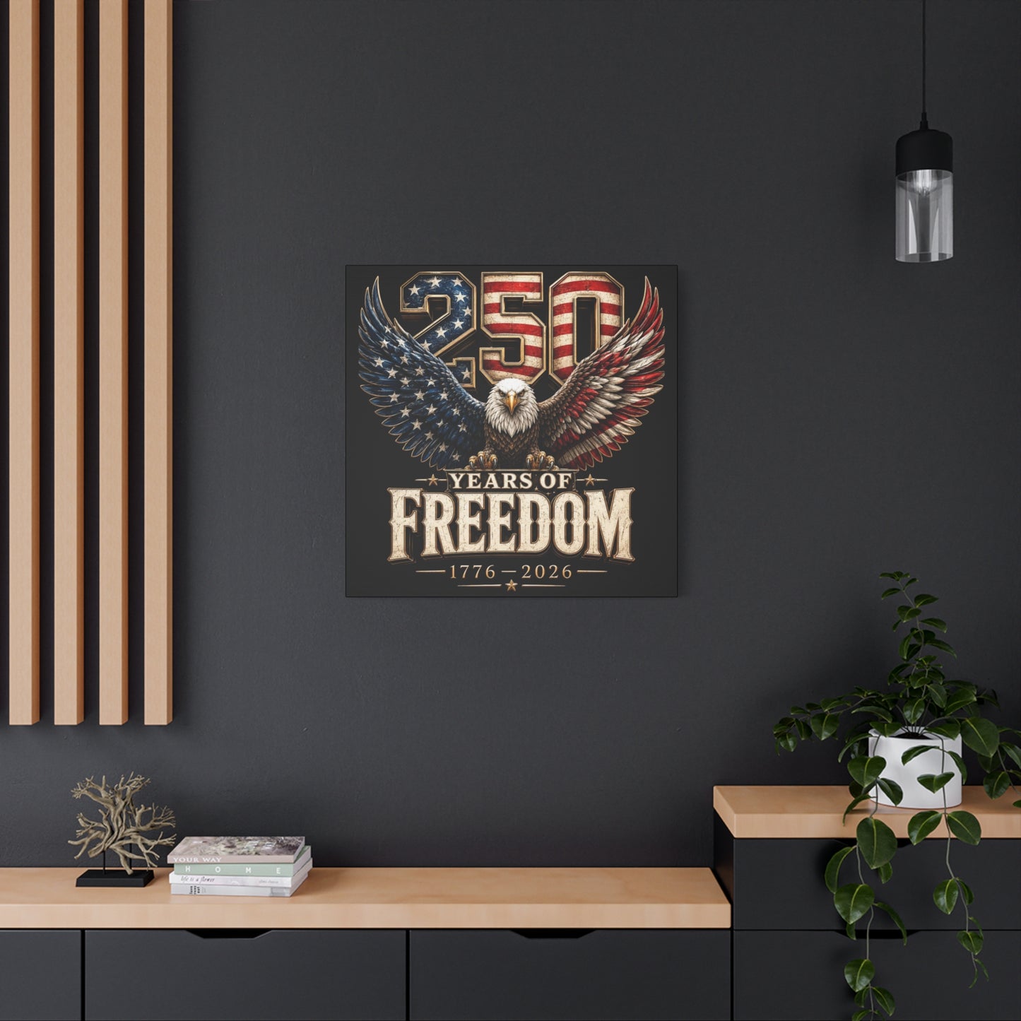 #250 250 Years of Freedom Eagle Patriotic American Flag Anniversary (1776–2026) Matte Canvas Wall Art