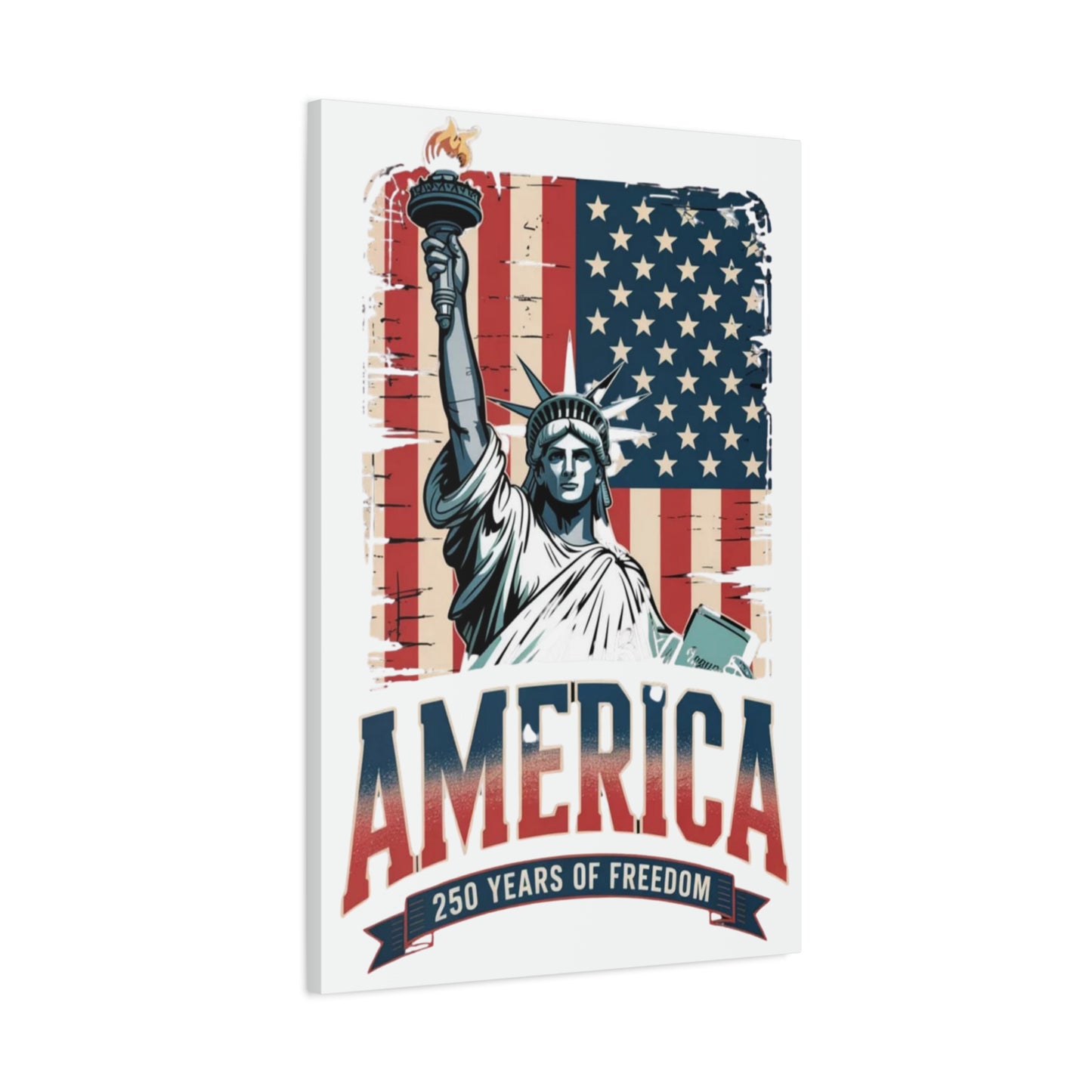 #250 Statue of Liberty American Flag 'America' Patriotic Independence Day Matte Canvas Wall Art