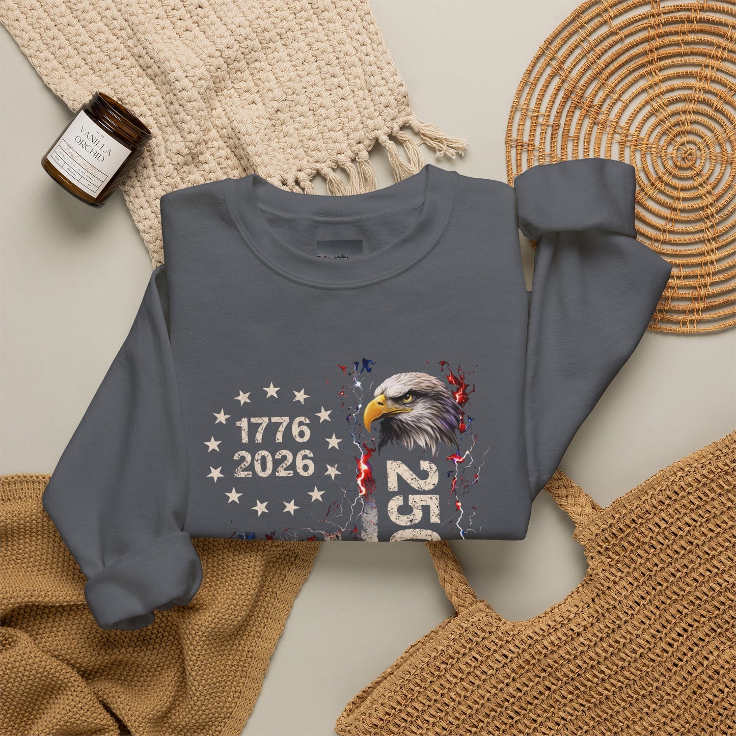 #250 1776-2026 250 Years USA Bicentennial Eagle Crewneck Sweatshirt
