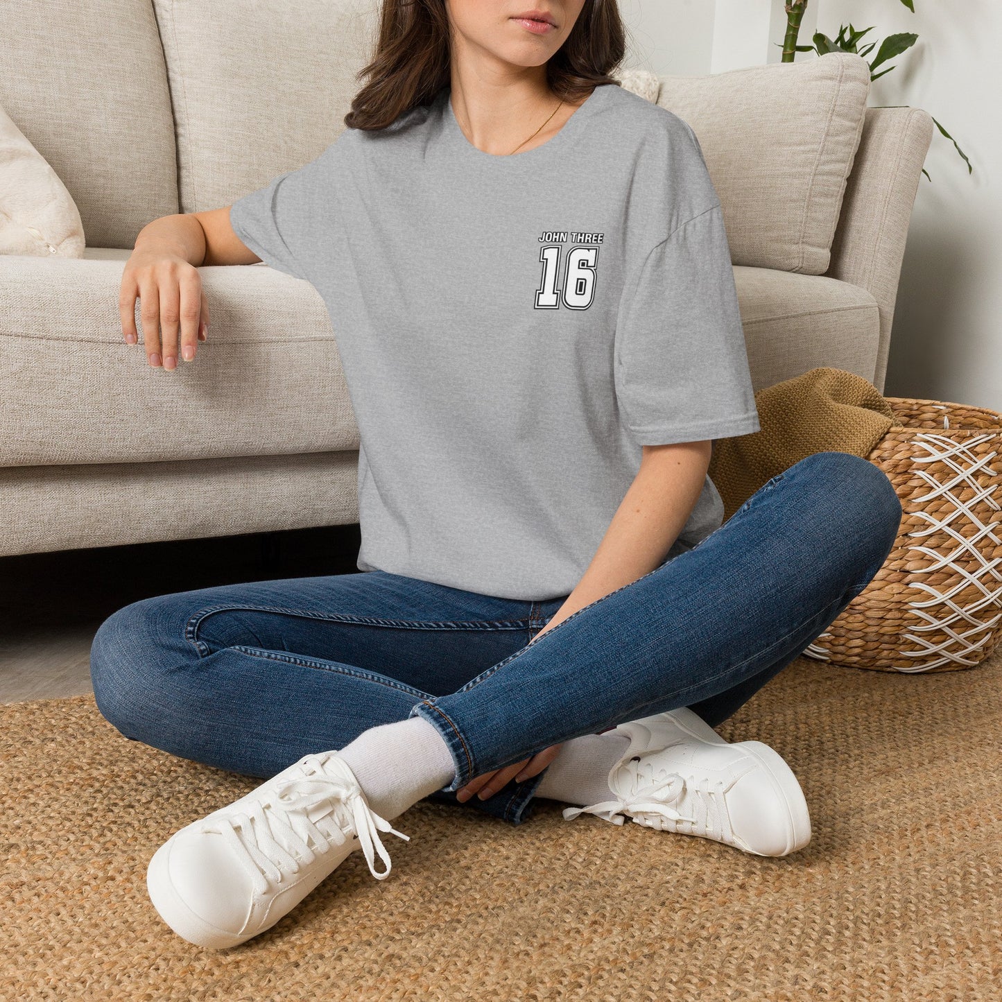 John Three 16 Chest and Back Jersey Print with Scripture Tee
