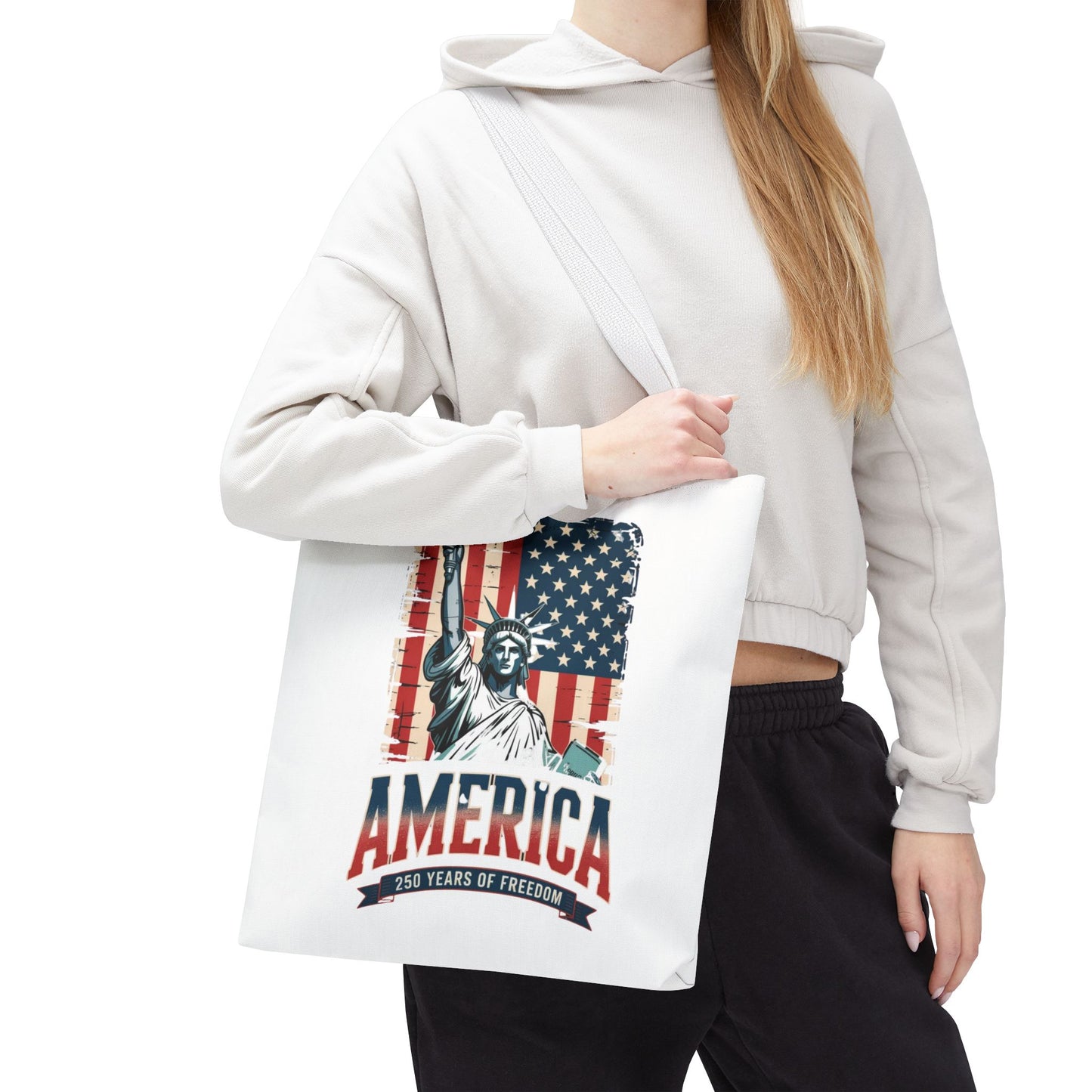 #250 Statue of Liberty American Flag 'America' Patriotic Independence Day Tote Bag