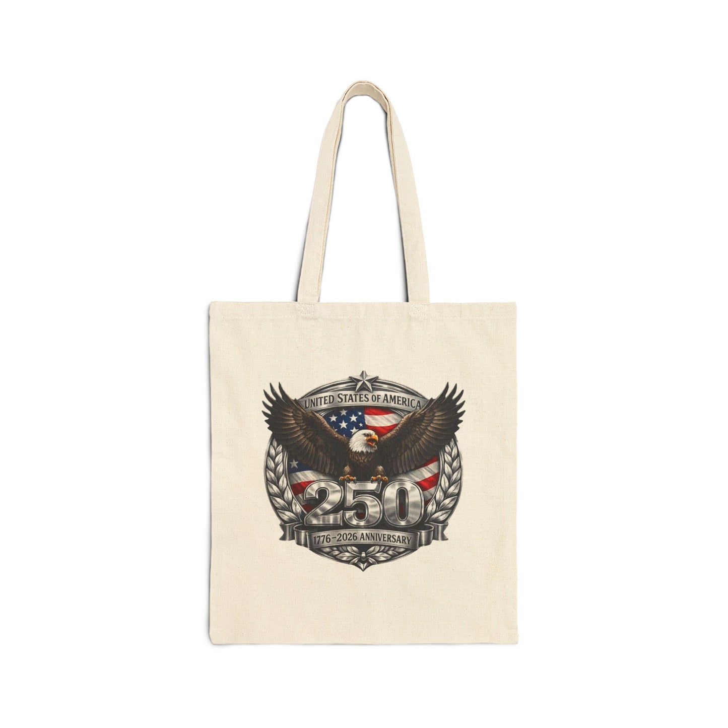 #250 Patriotic Bald Eagle 250 United States Emblem Canvas Tote
