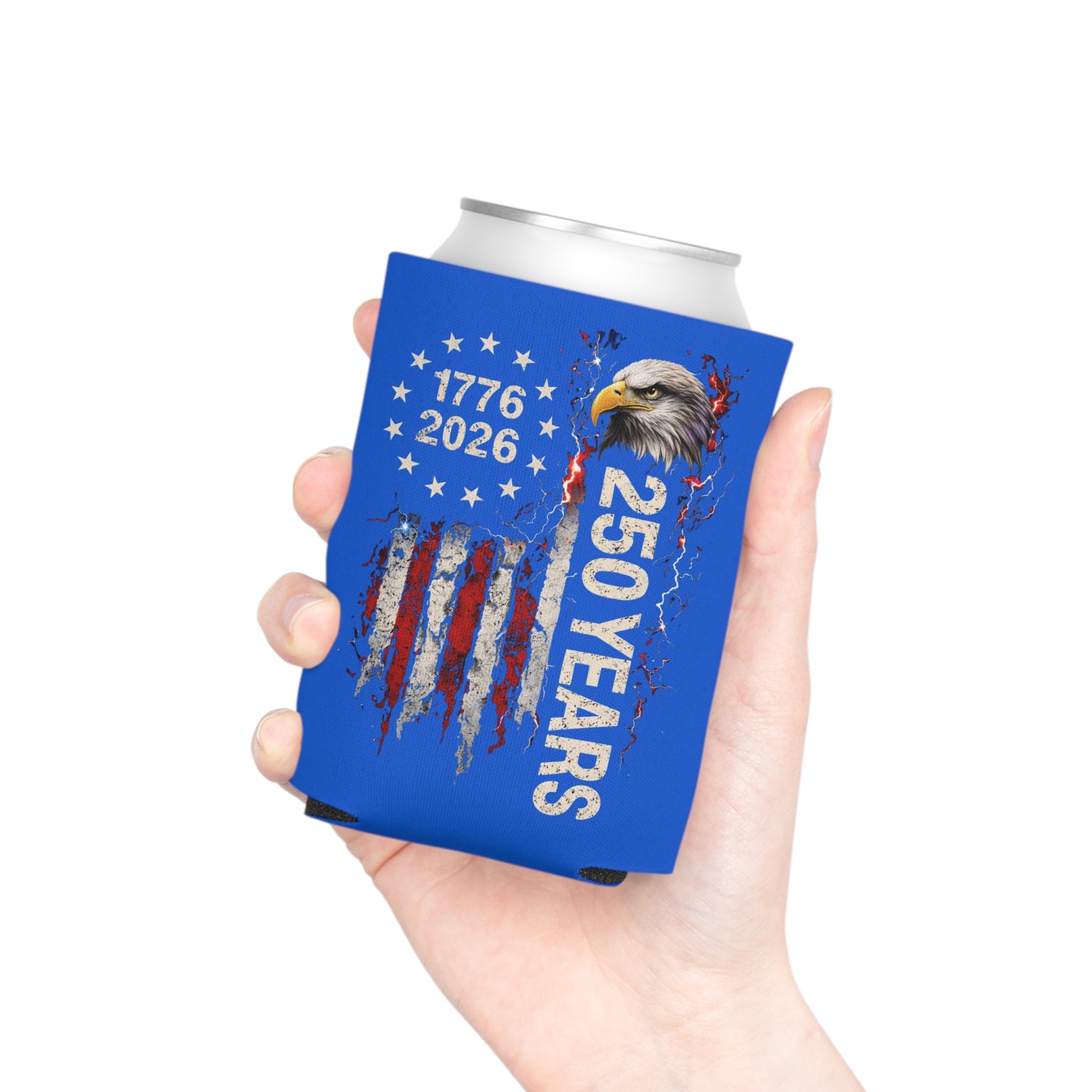 #250 1776-2026 250 Years USA Bicentennial Eagle Can Cooler - Beverage Koozie