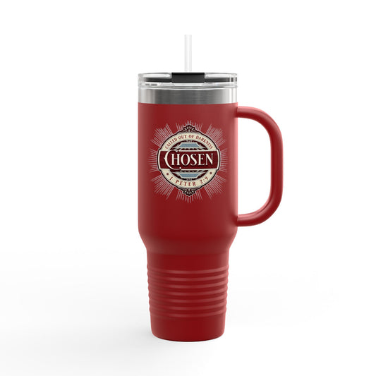 Chosen 40oz Insulated Travel Mug – "Called Out of Darkness" Faith Tumbler with Handle, Vacuum-Sealed