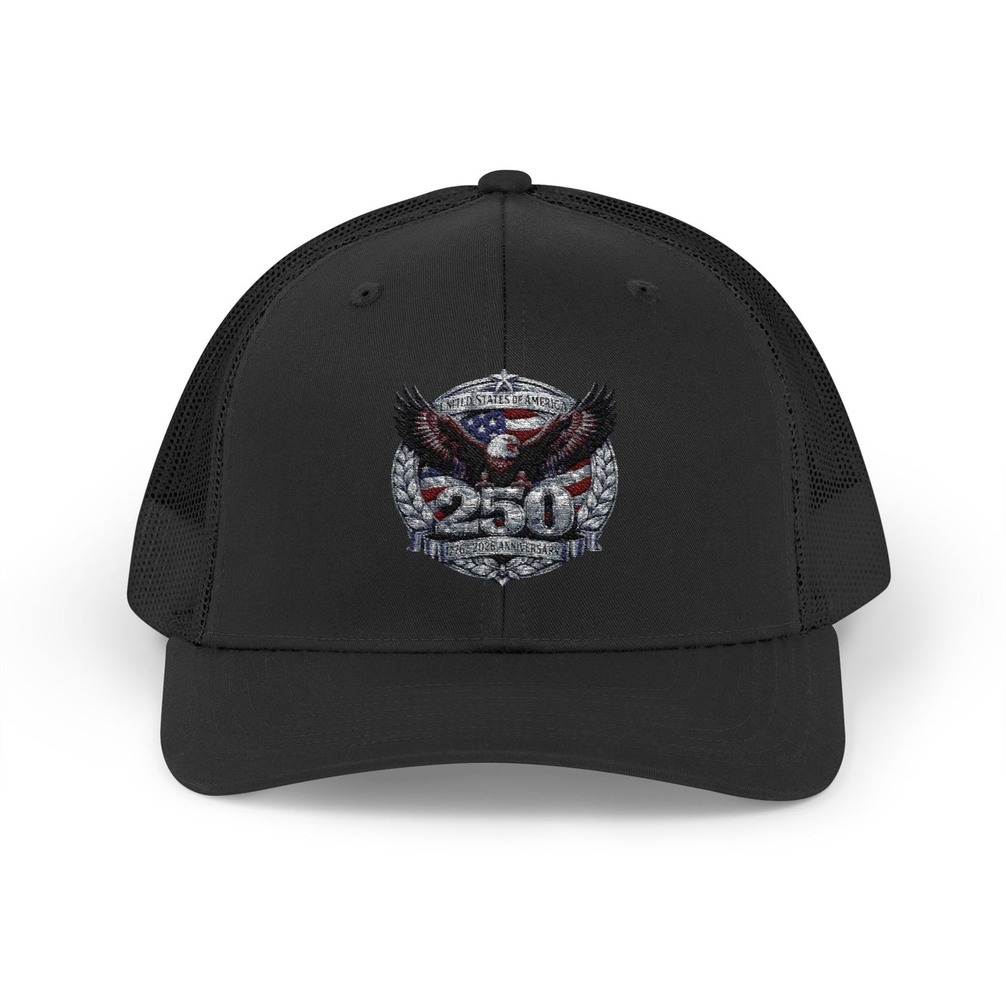 #250 Patriotic Bald Eagle 250 United States Emblem Snapback Trucker Cap