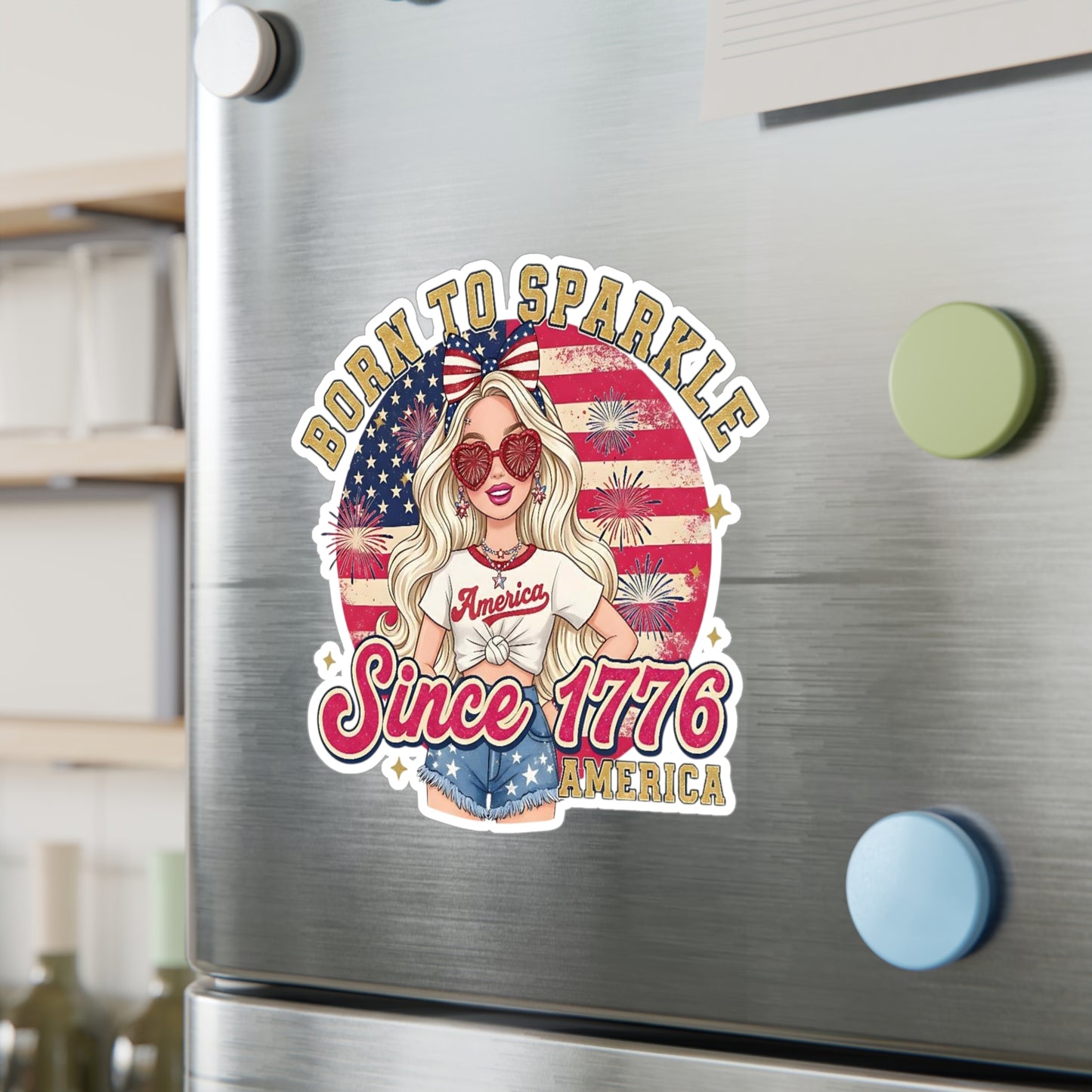 #250 "Born to Sparkle Since 1776" Patriotic Vinyl Sticker Kiss-Cut Decal (Fourth of July)