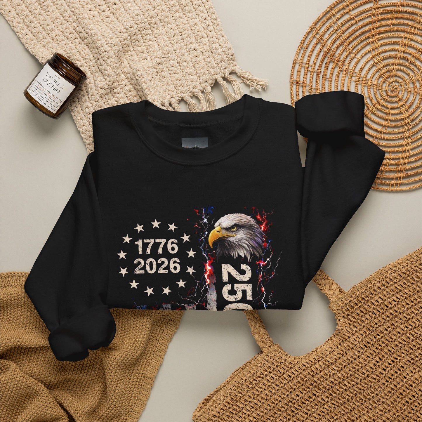 #250 1776-2026 250 Years USA Bicentennial Eagle Crewneck Sweatshirt