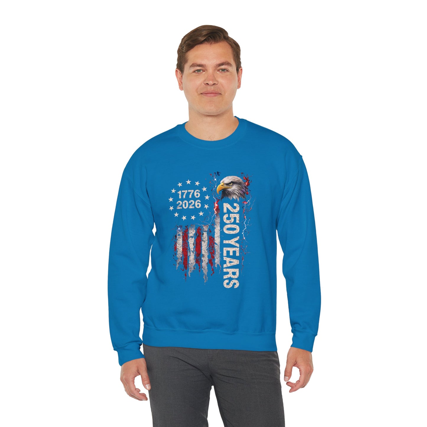 #250 1776-2026 250 Years USA Bicentennial Eagle Crewneck Sweatshirt