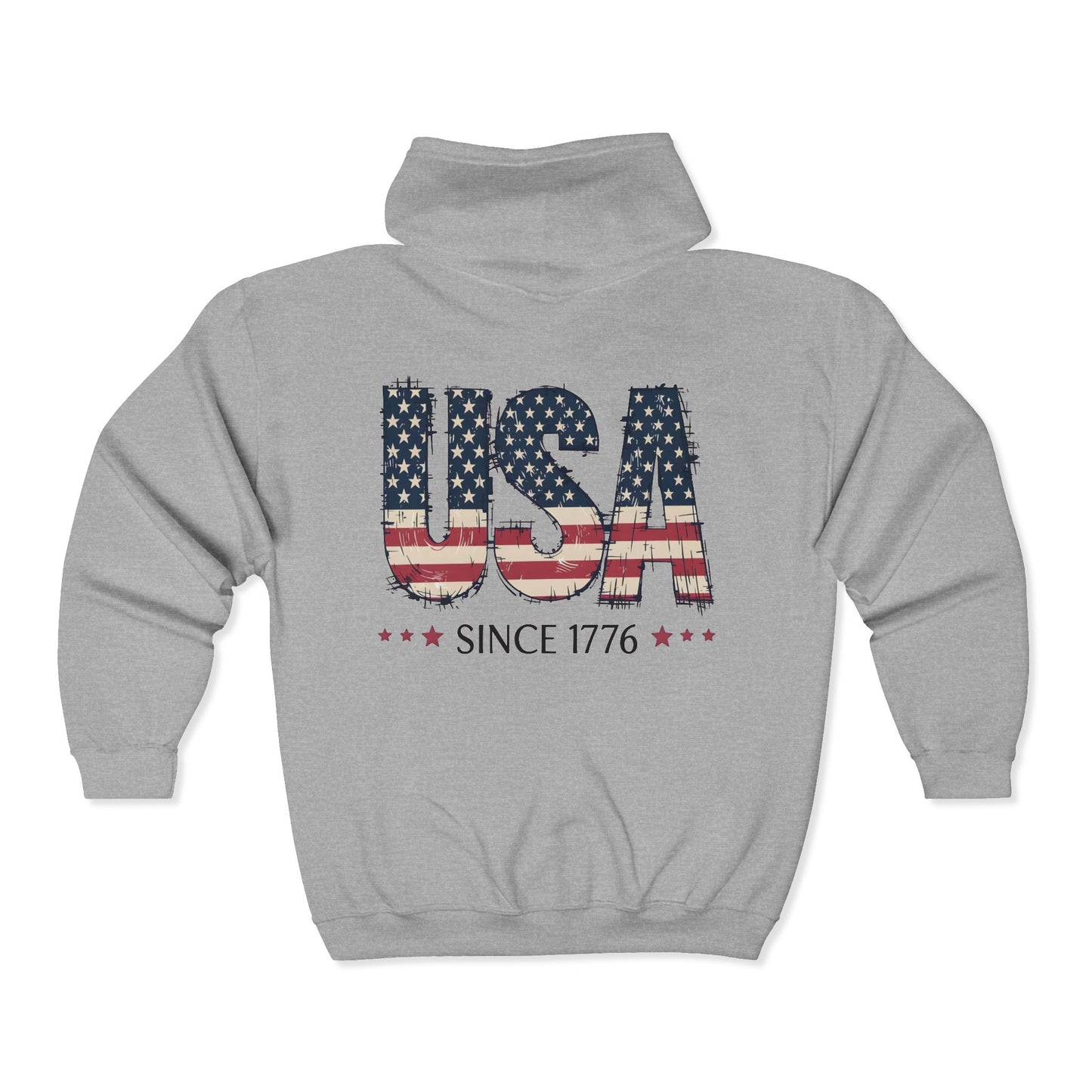 #250 USA Flag "USA Since 1776" Patriotic Zip Hoodie
