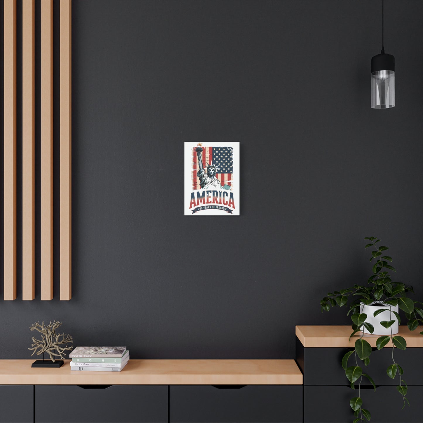 #250 Statue of Liberty American Flag 'America' Patriotic Independence Day Matte Canvas Wall Art
