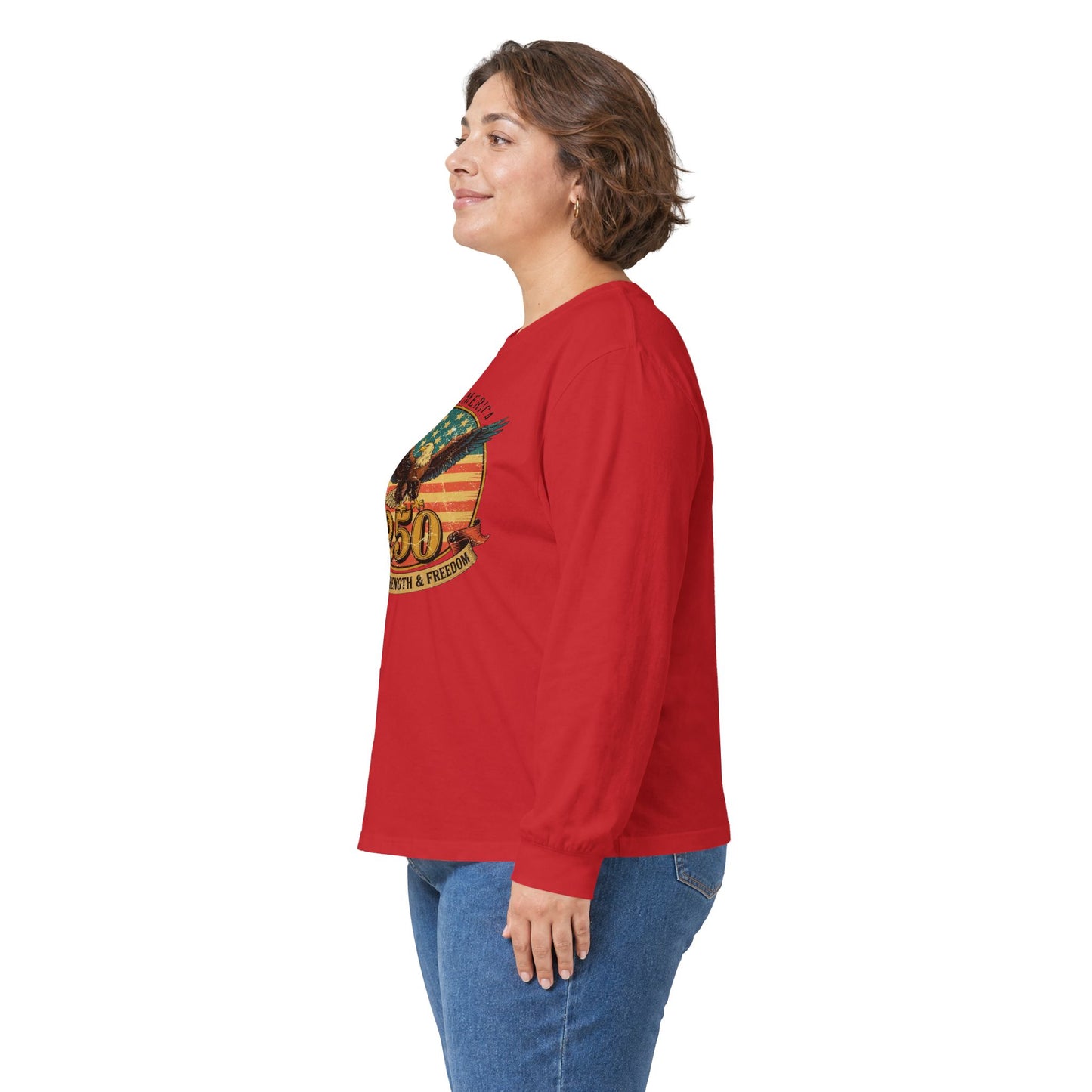 #250 Made in America Eagle 250th Anniversary Patriotic Long Sleeve Tee