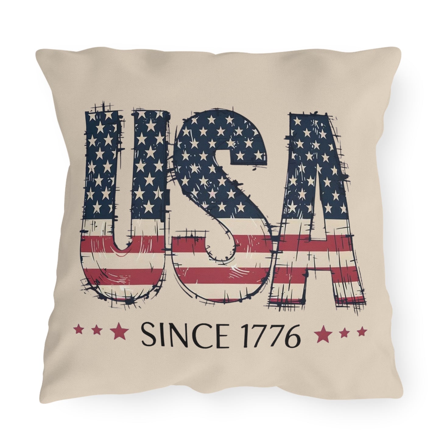 #250 USA Flag "USA Since 1776" Patriotic Outdoor Throw Pillow