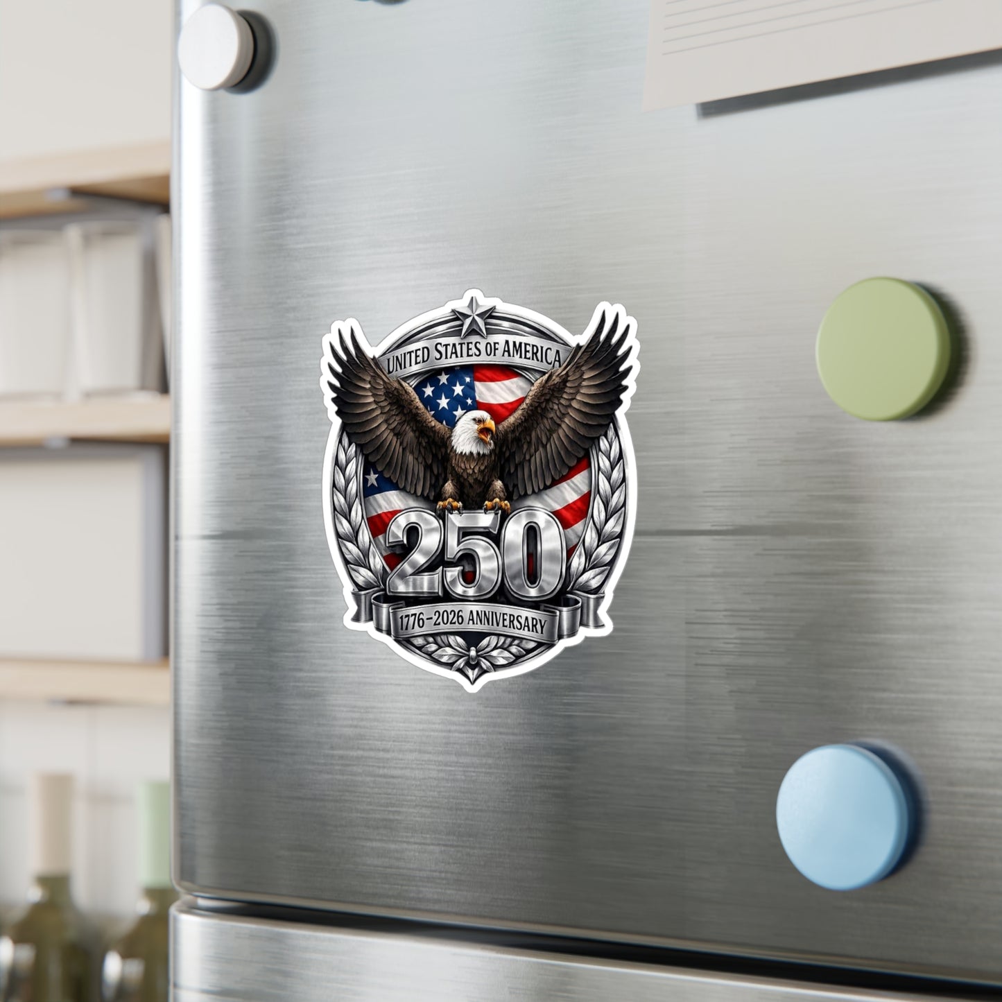 #250 Patriotic Bald Eagle 250 United States Emblem Vinyl Kiss-Cut Decal