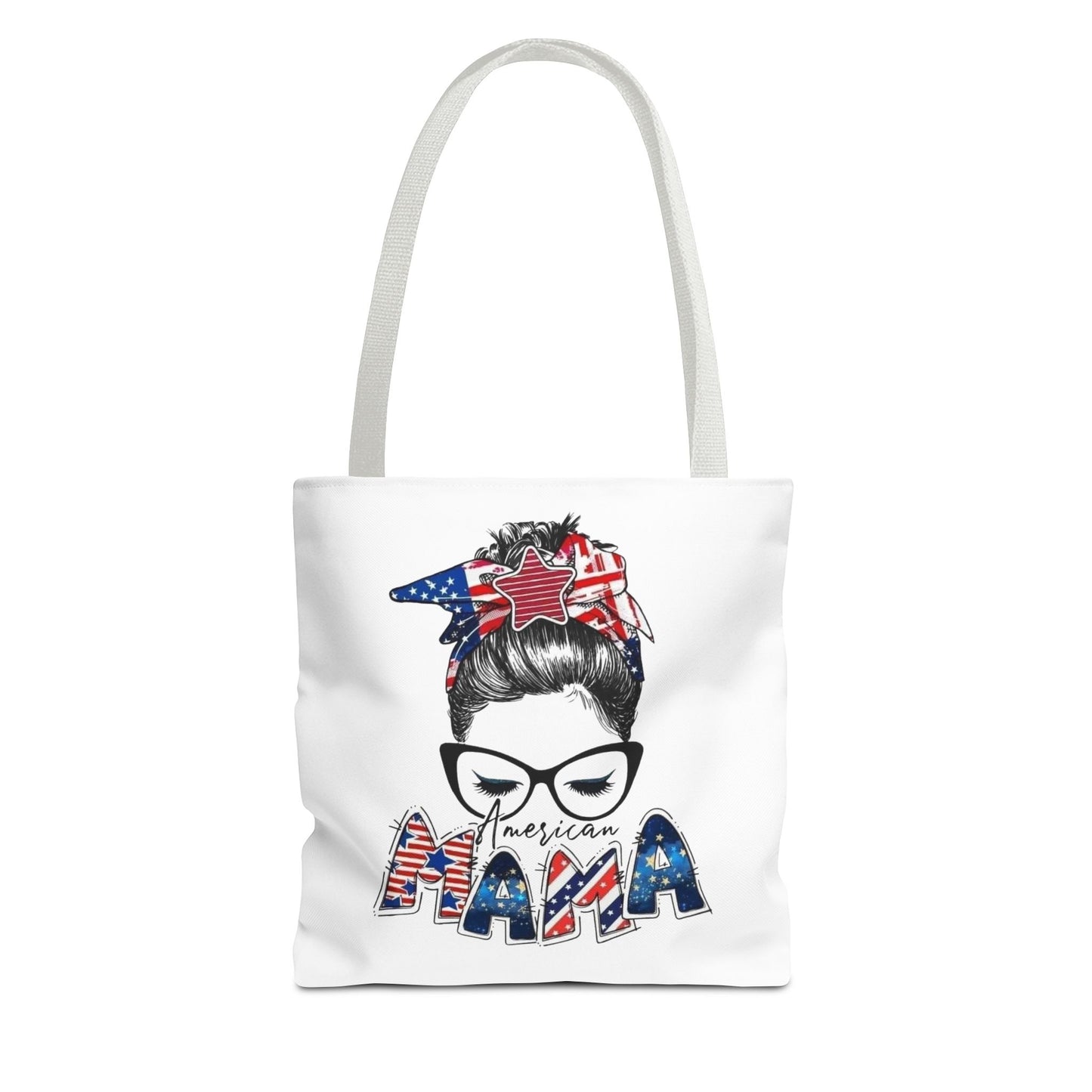 #250 Mama USA Flag Messy Bun Tote Bag