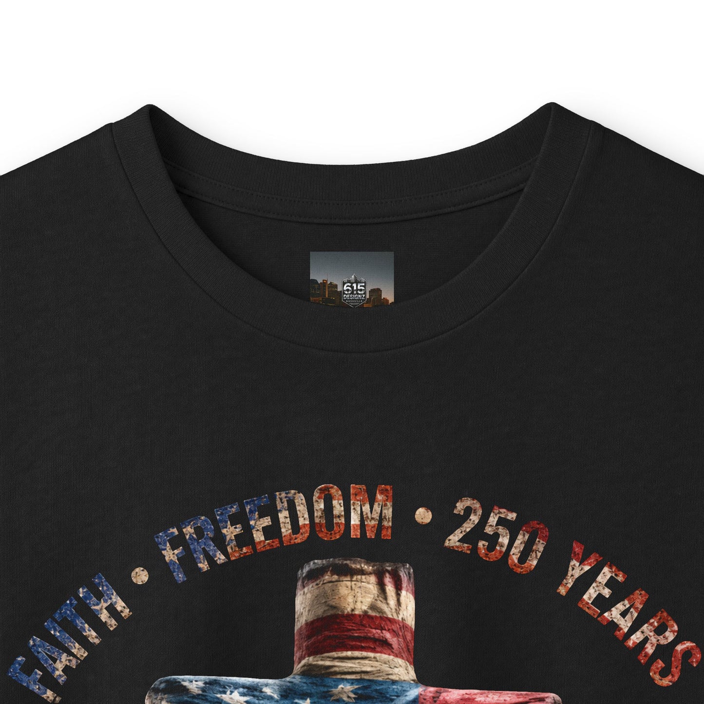 #250 Faith • Freedom 250 Years American Flag Cross & Eagle 1776-2026 Long Sleeve Tee