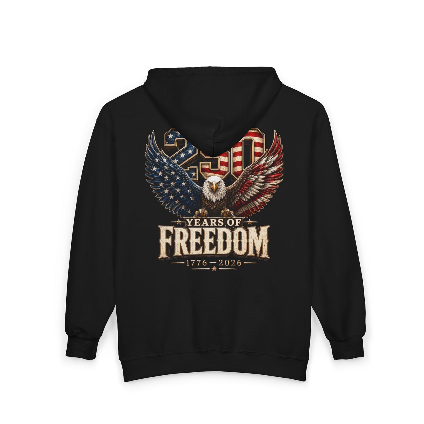 #250 250 Years of Freedom Eagle Patriotic American Flag Anniversary (1776–2026) Zip Hoodie