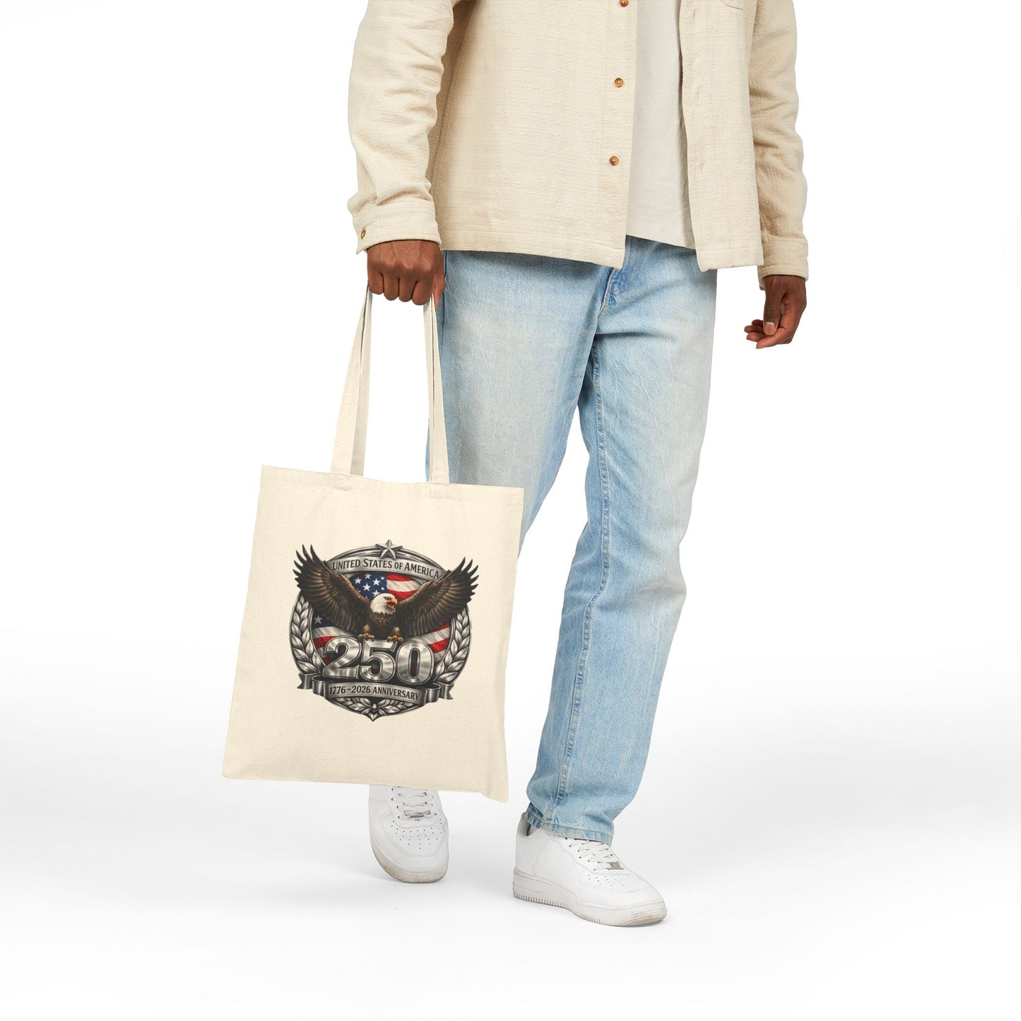 #250 Patriotic Bald Eagle 250 United States Emblem Canvas Tote