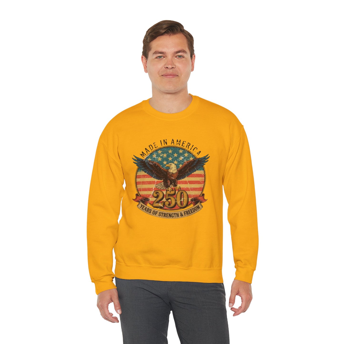 #250 Made in America Eagle 250th Anniversary Patriotic Crewneck Sweatshirt