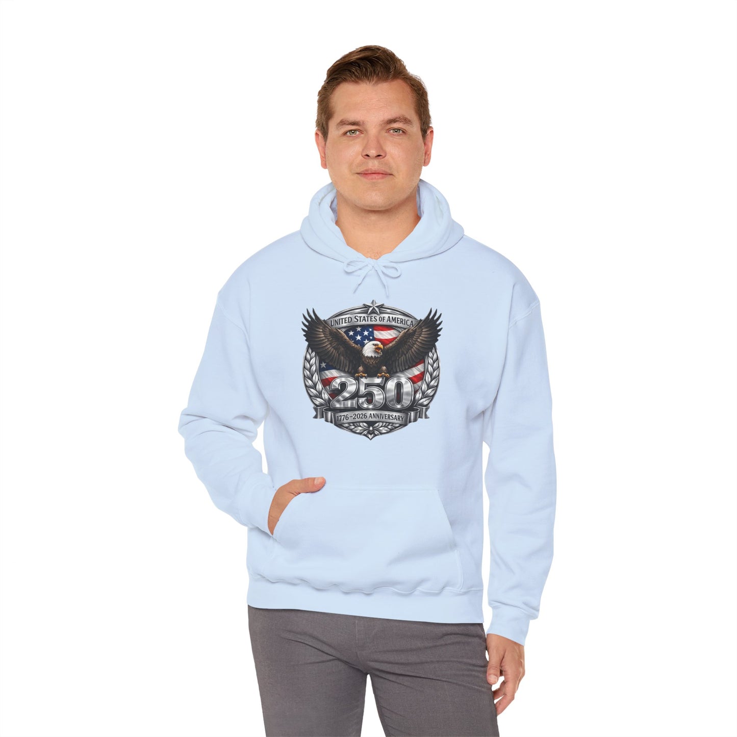 #250 Patriotic Bald Eagle 250 United States Emblem Hoodie