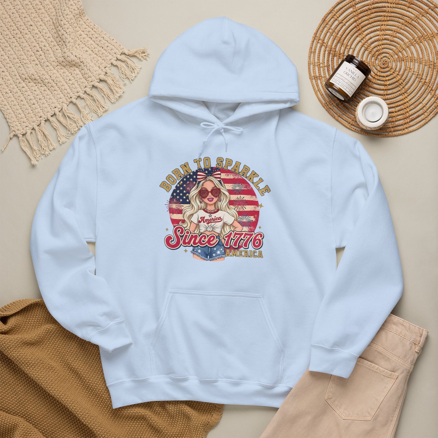 #250 "Born to Sparkle Since 1776" Patriotic Hoodie