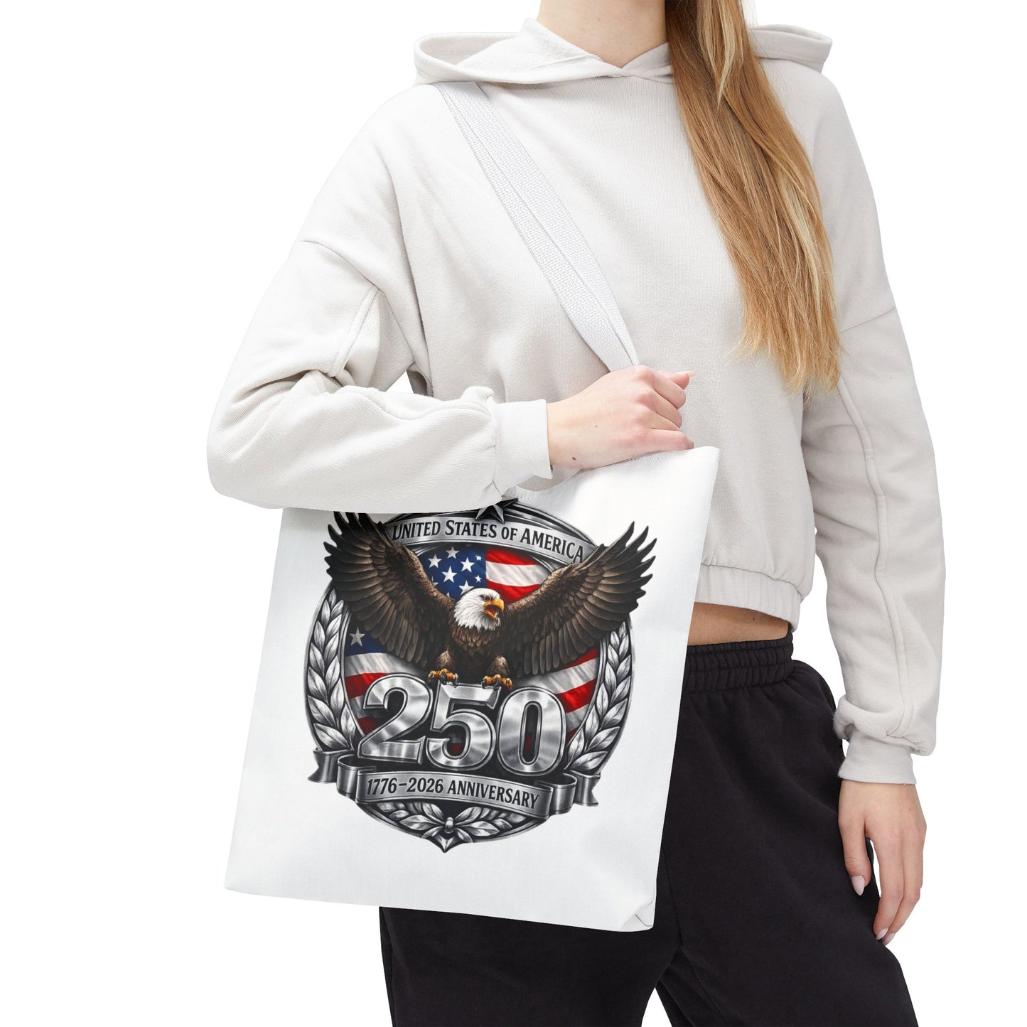 #250 Patriotic Bald Eagle 250 United States Emblem Tote Bag