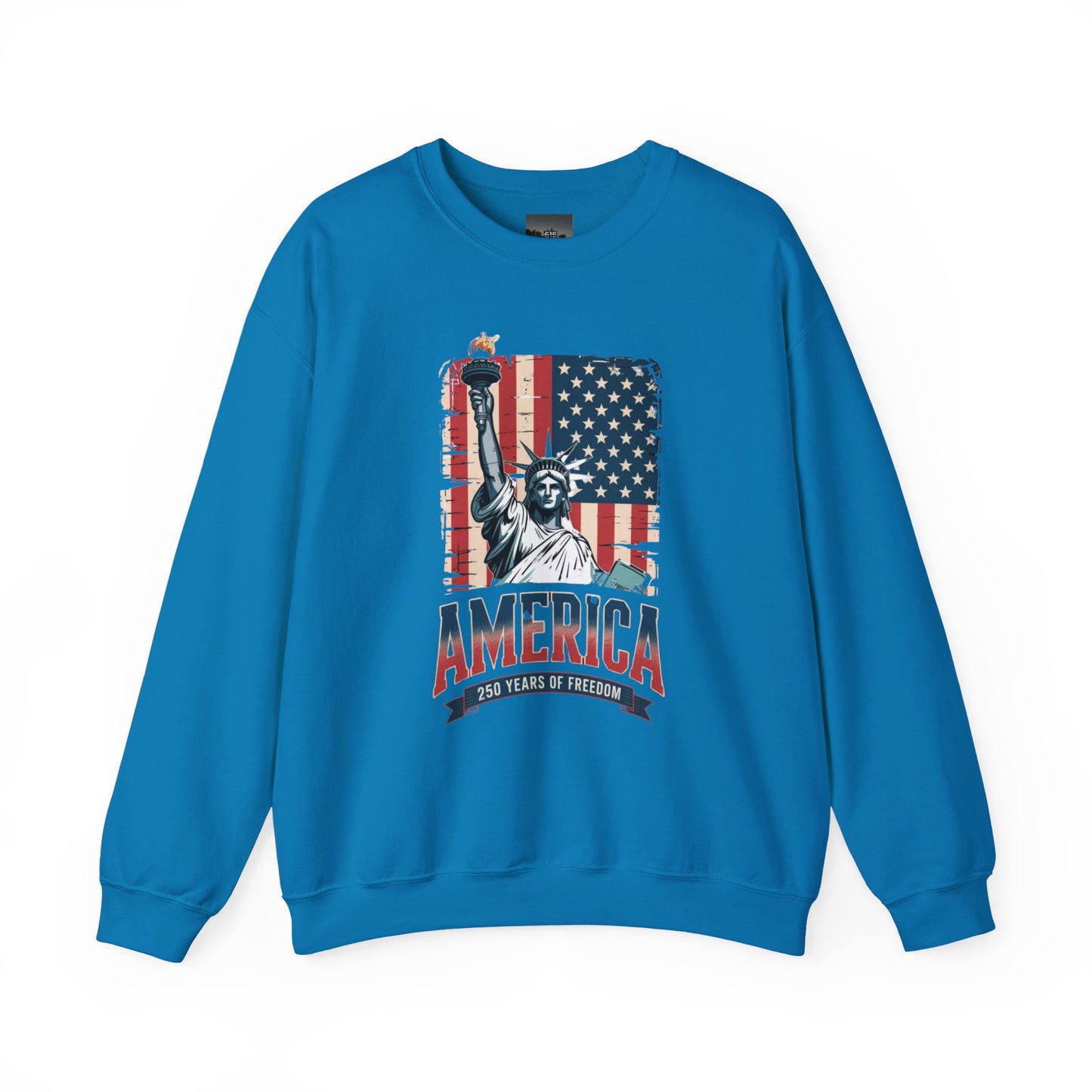 #250 Statue of Liberty American Flag 'America' Patriotic Independence Day Crewneck Sweatshirt