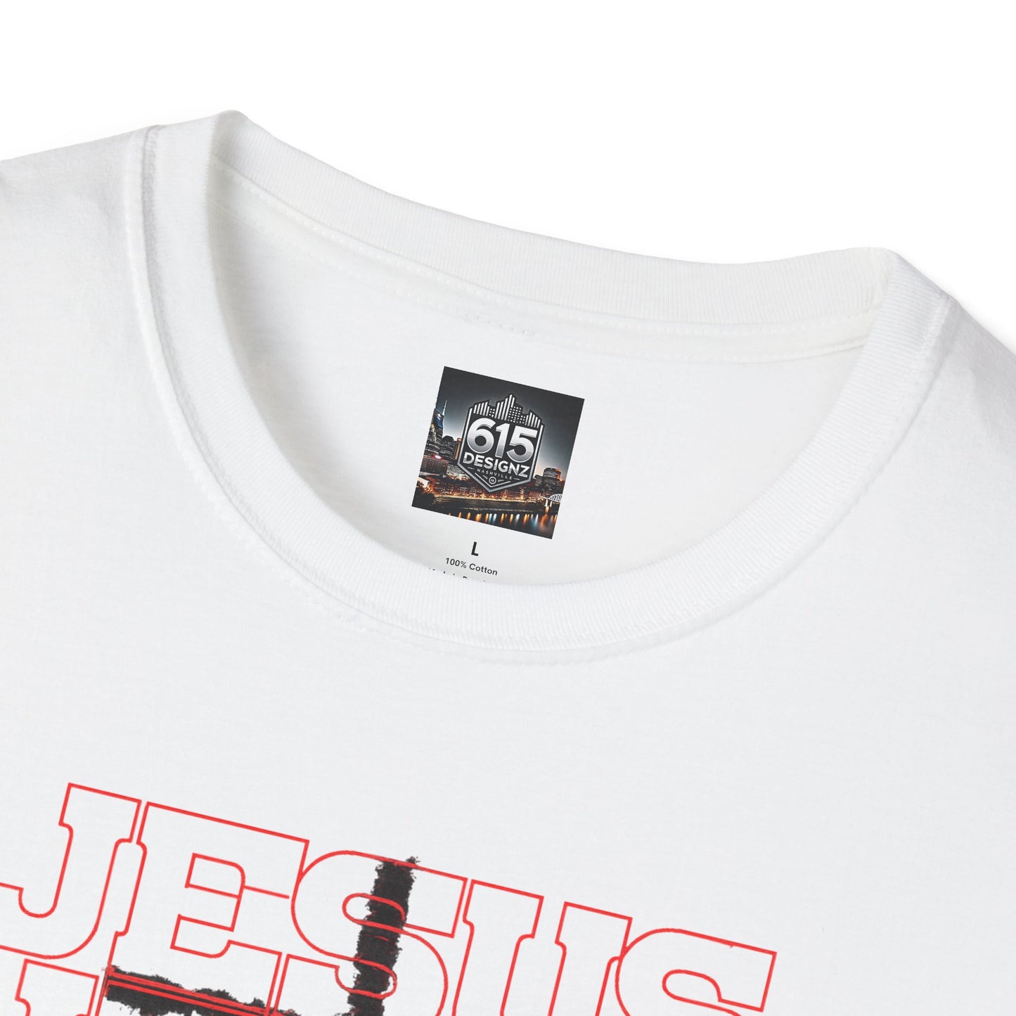 Jesus Cross Red Text Black Cross Graphic T-Shirt — Religious Faith Tee