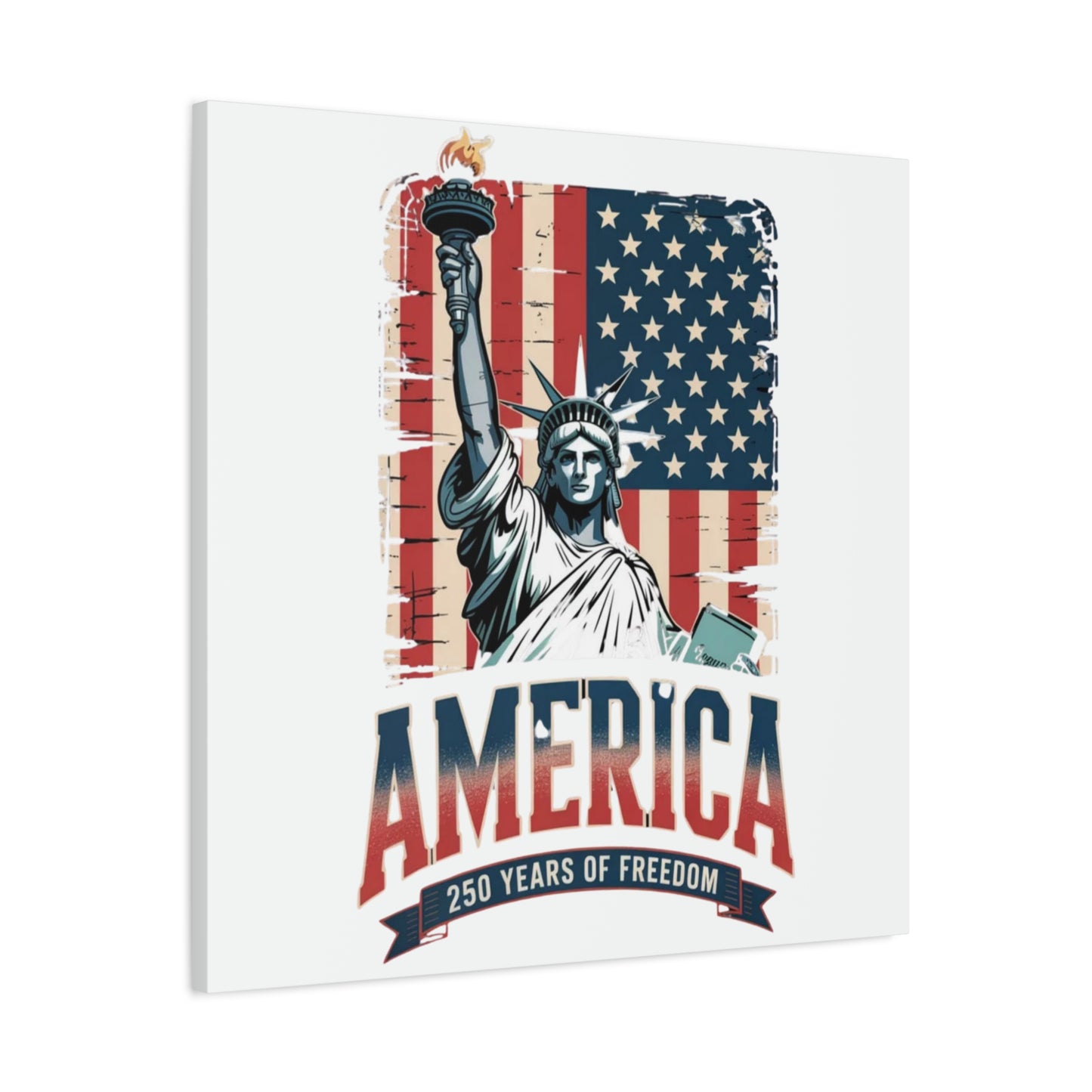 #250 Statue of Liberty American Flag 'America' Patriotic Independence Day Matte Canvas Wall Art