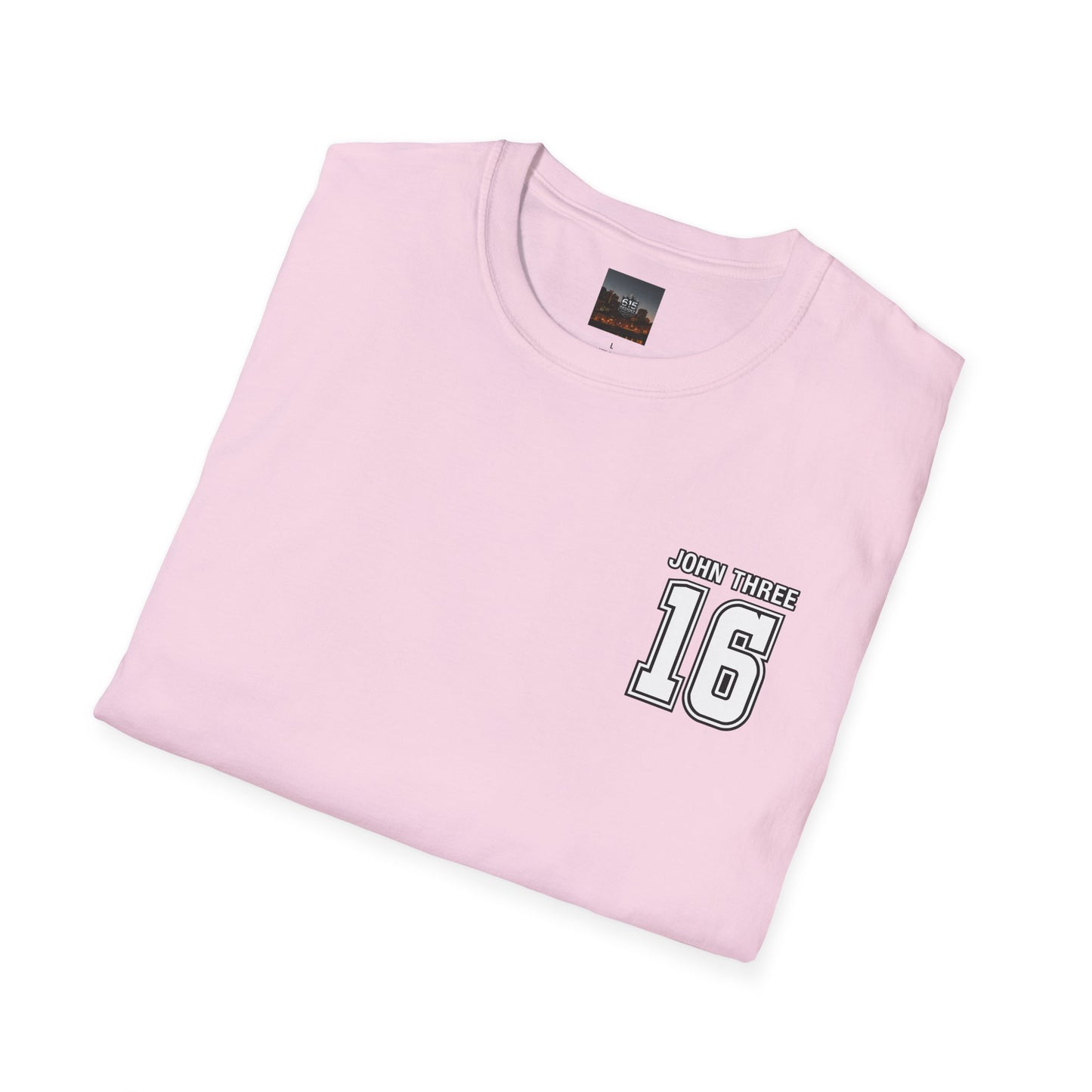 John Three 16 Chest and Back Jersey Print with Scripture Tee