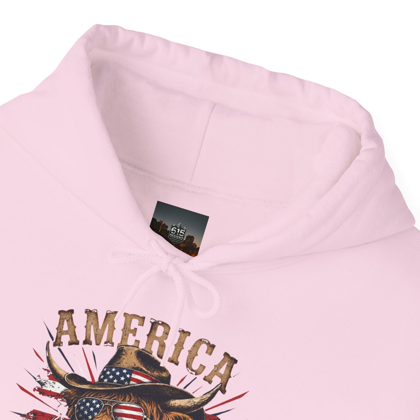 #250 America 250 Strong Patriotic Bull with American Flag Hoodie