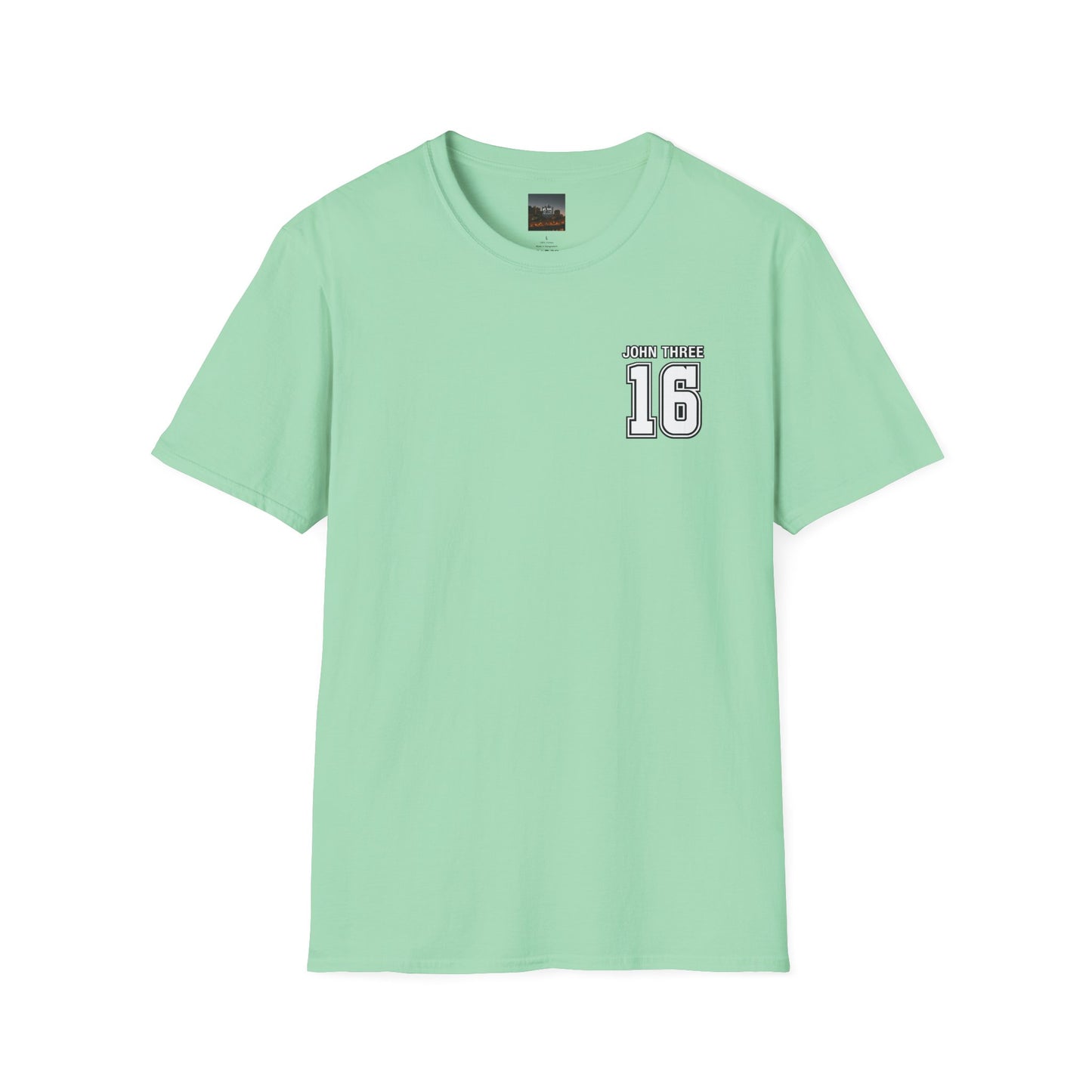 John Three 16 Chest and Back Jersey Print with Scripture Tee