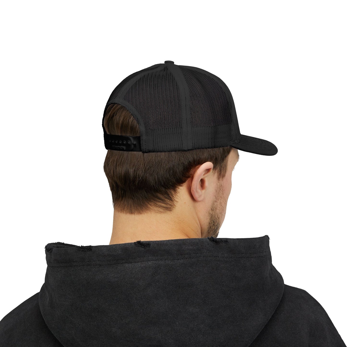 Pick Jesus Guitar Pick Snapback Trucker Cap Christian Guitar Pick Design (Romans 10:13)